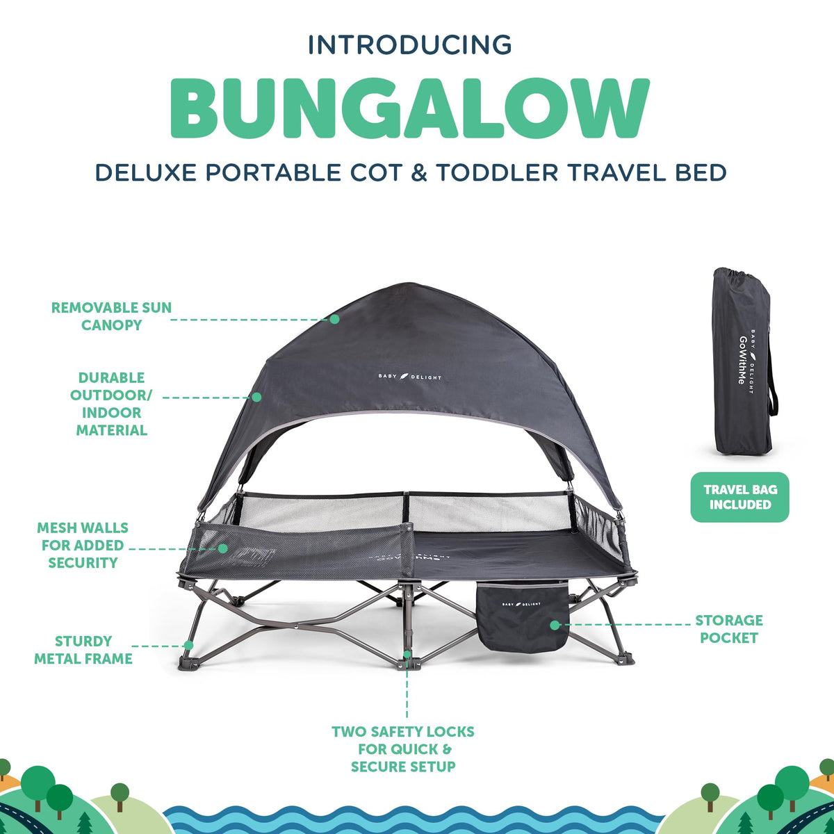 Portable Cot Grey W166405