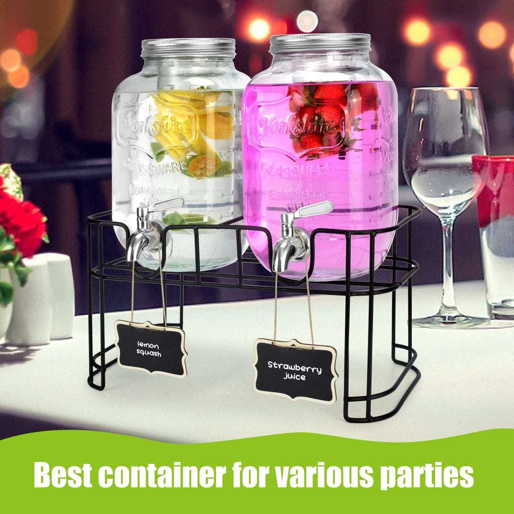 1 Gallon Glass Drink Dispenser with Stand and Spigot R962195