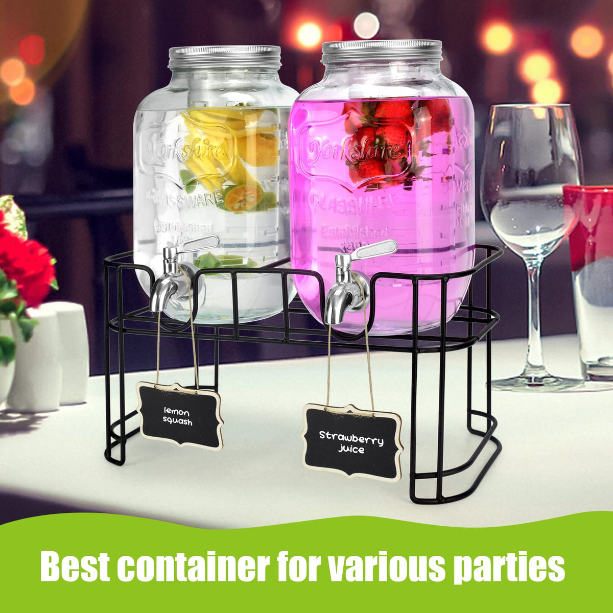 1 Gallon Glass Drink Dispenser with Stand and Spigot R962195