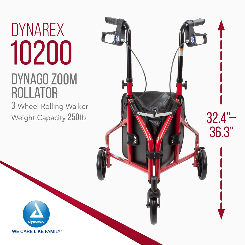 Foldable Lightweight 3-Wheel Rollator with Storage Pouch Z58249