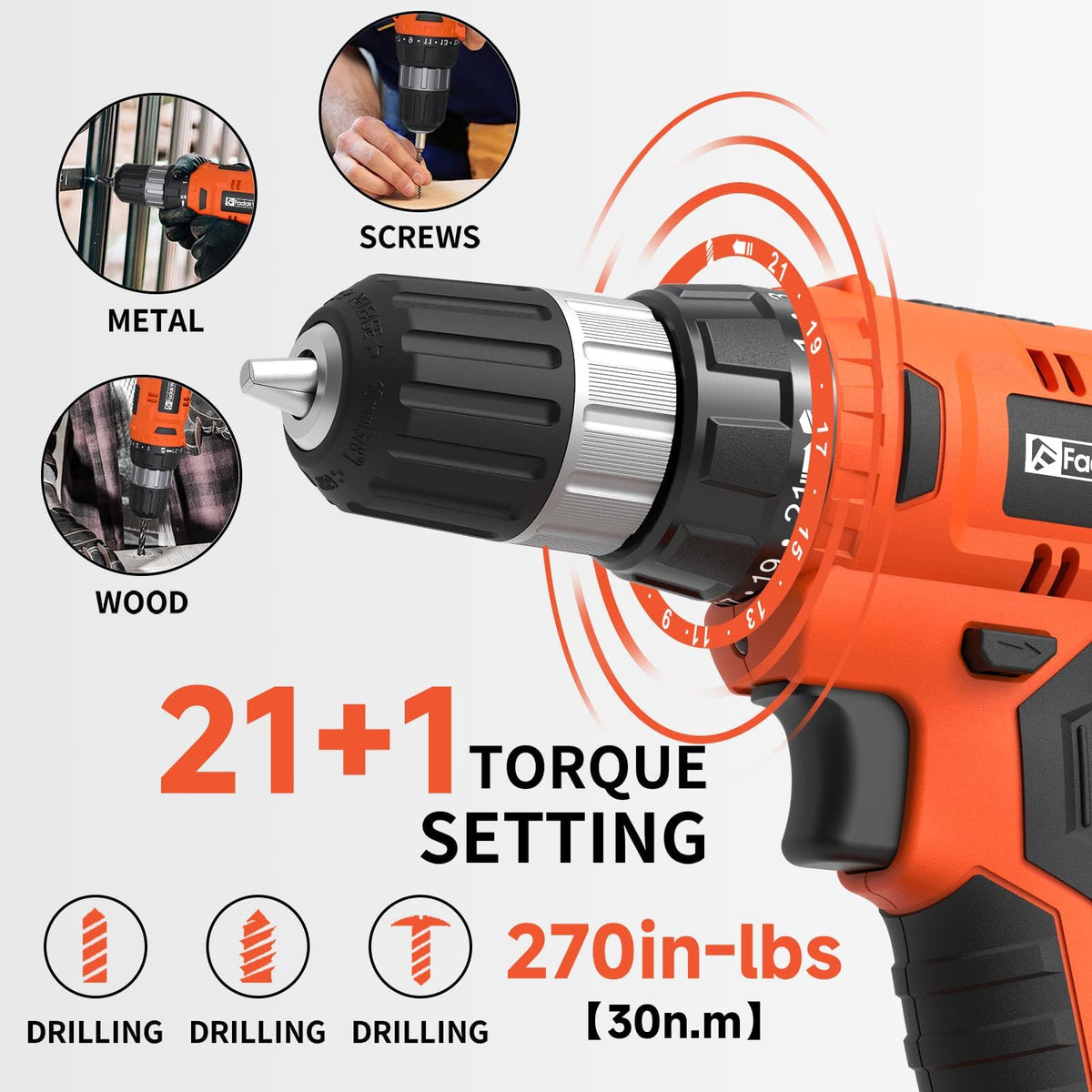 Cordless Drill Set 20V with Battery And Charger Y40202