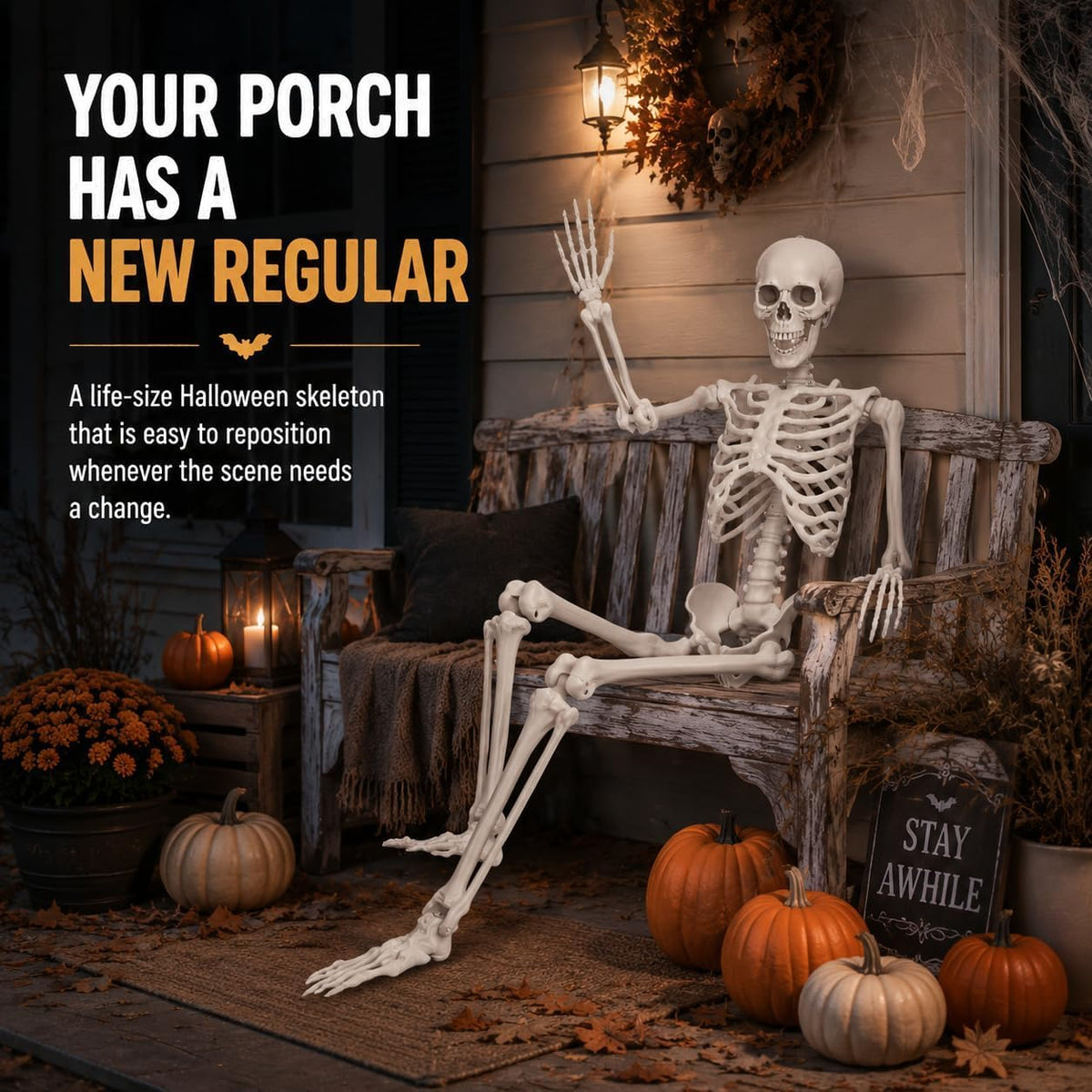 Life Size Posable Skeleton Prop Decoration W74817