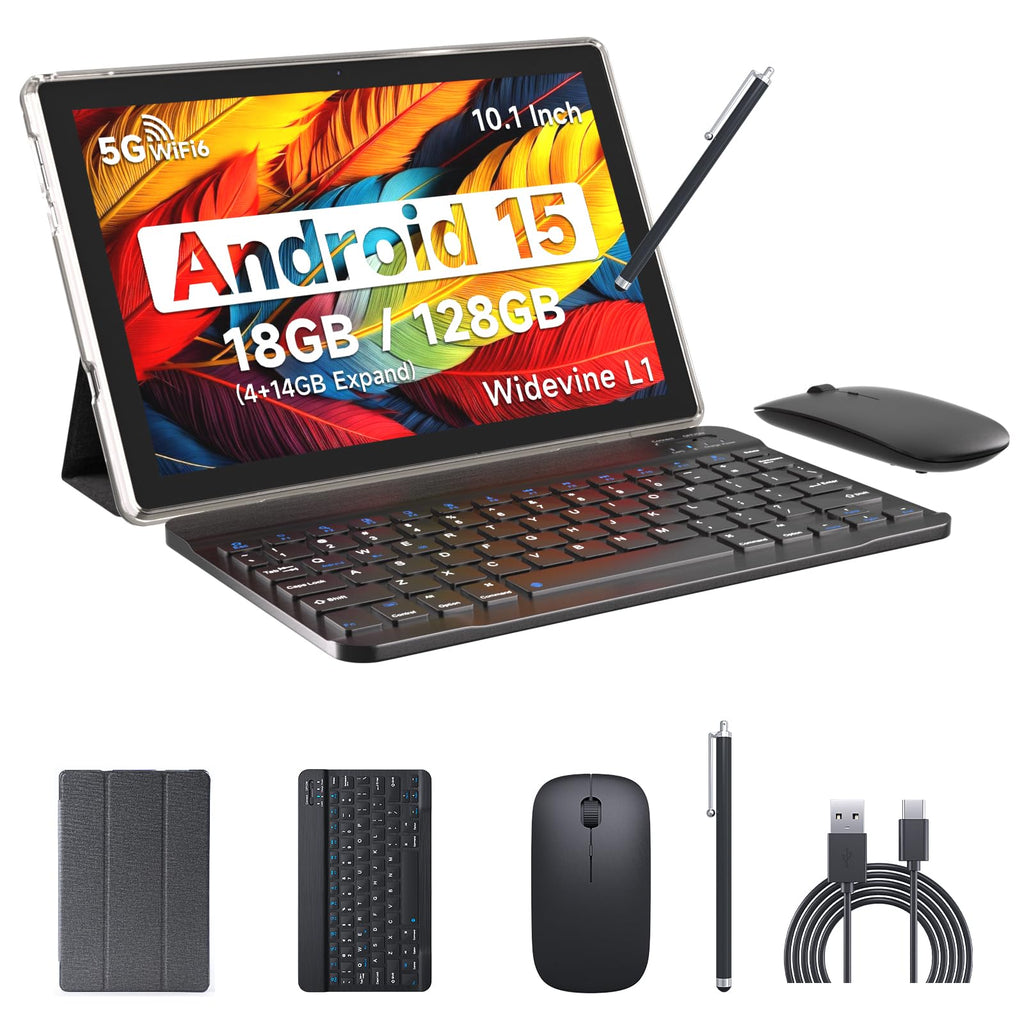 Android 15 Tablet 10 Inch 18GB RAM 128GB ROM Black Q283738