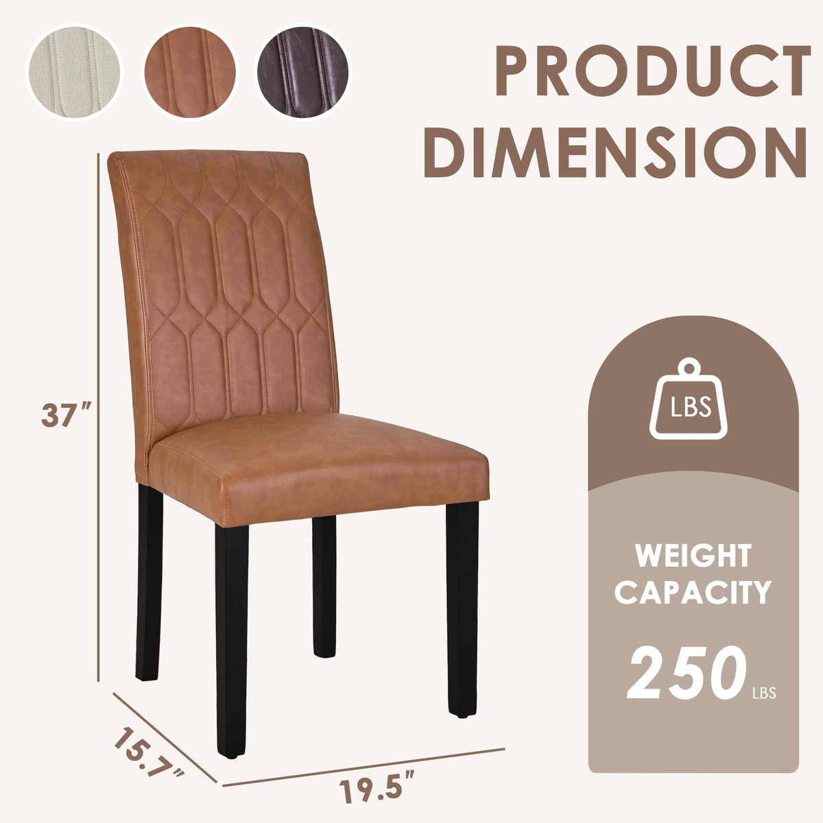 Upholstered Dining Chairs Set of 2 PU Leather Brown V6890