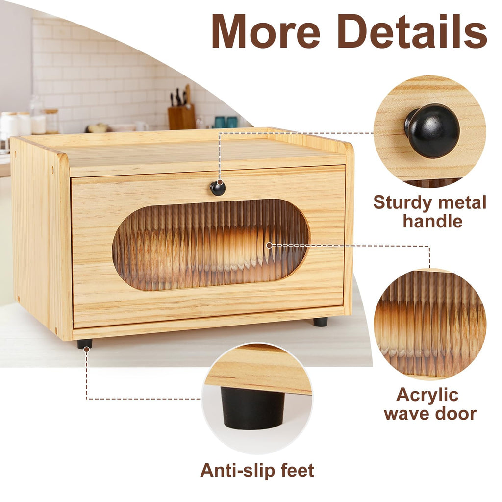 Wooden Bread Box with Acrylic Window N25286