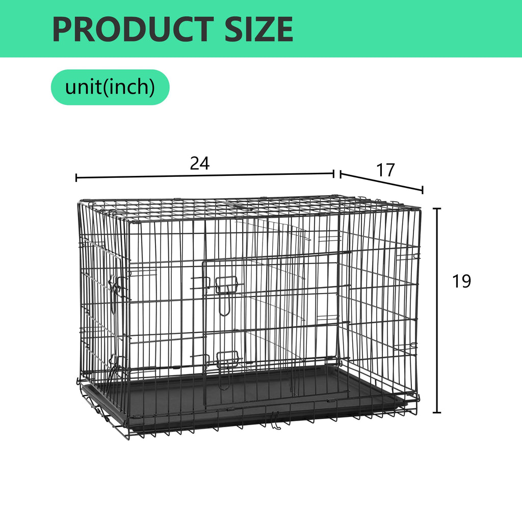 24 inch Folding Metal Wire Dog Crate with Double Door X721