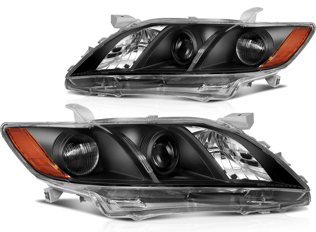 Black Housing Amber Reflector Clear Lens Headlight Assembly Pair S473764