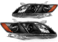 Black Housing Amber Reflector Clear Lens Headlight Assembly Pair S473764