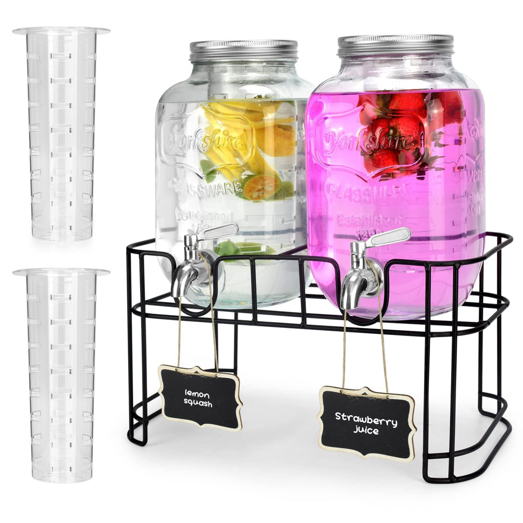 1 Gallon Glass Drink Dispenser with Stand and Spigot R962195