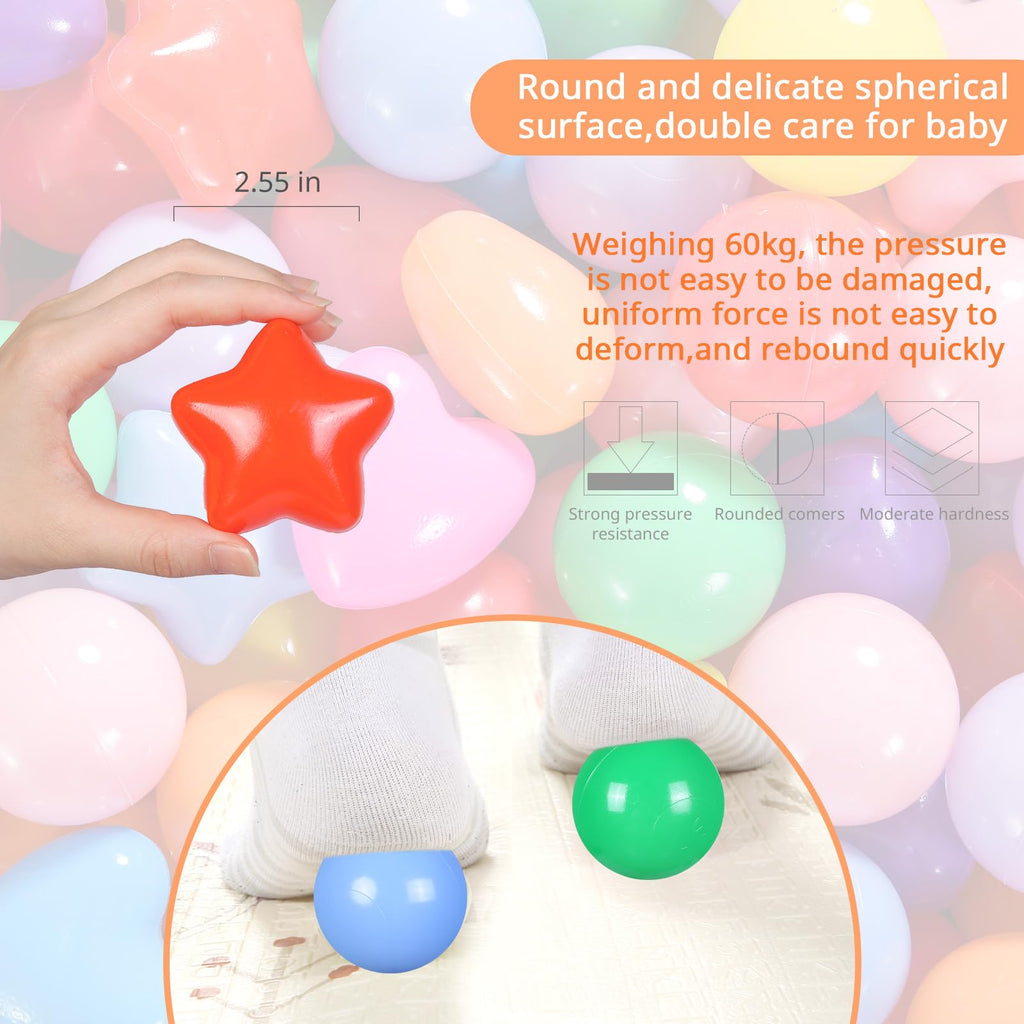 Pack of 100 200 500 BPA Free Non-Toxic Crush Proof Play Balls O485