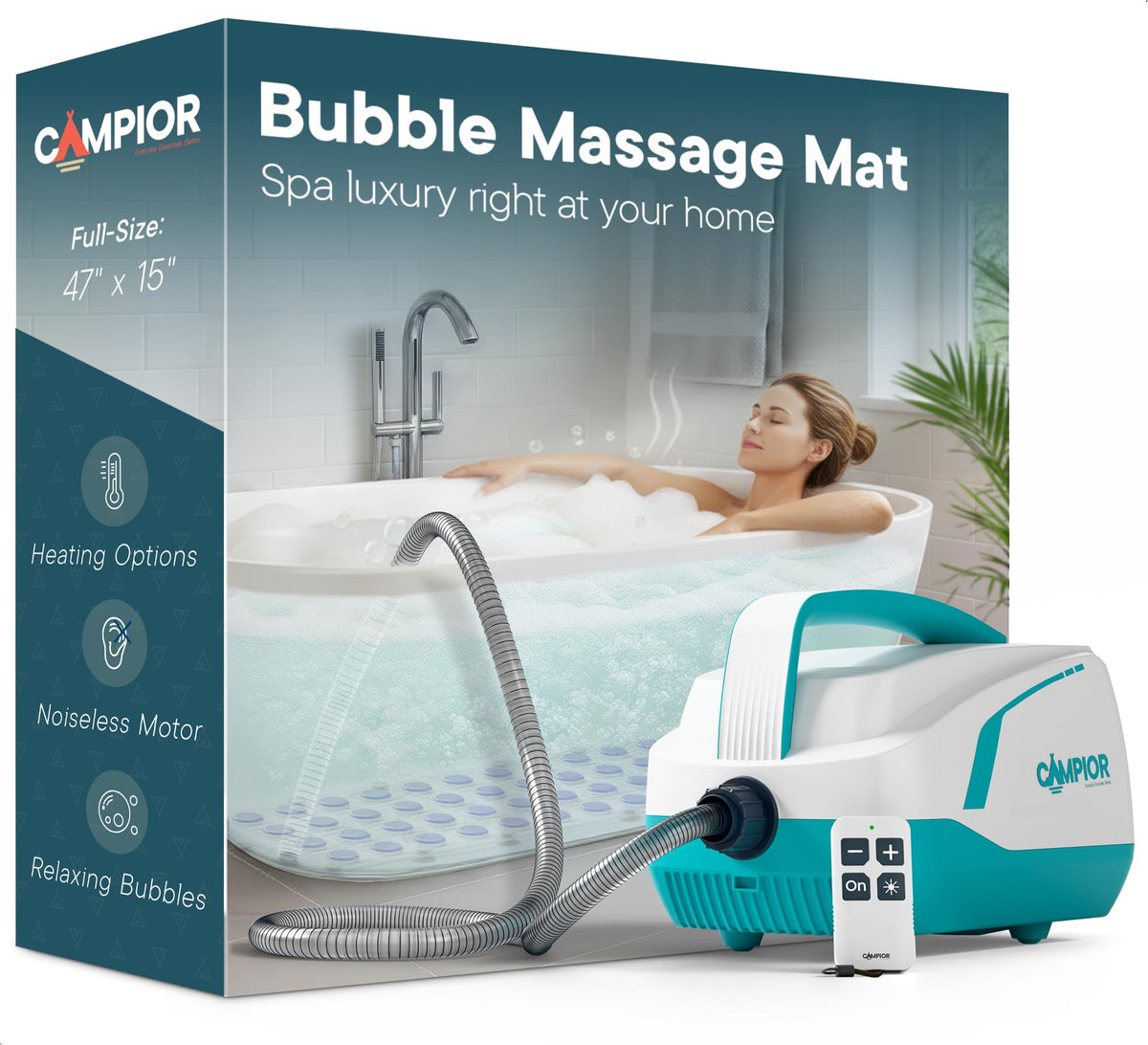 Bath Massager Mat with Adjustable Bubbles and Remote Control K634038
