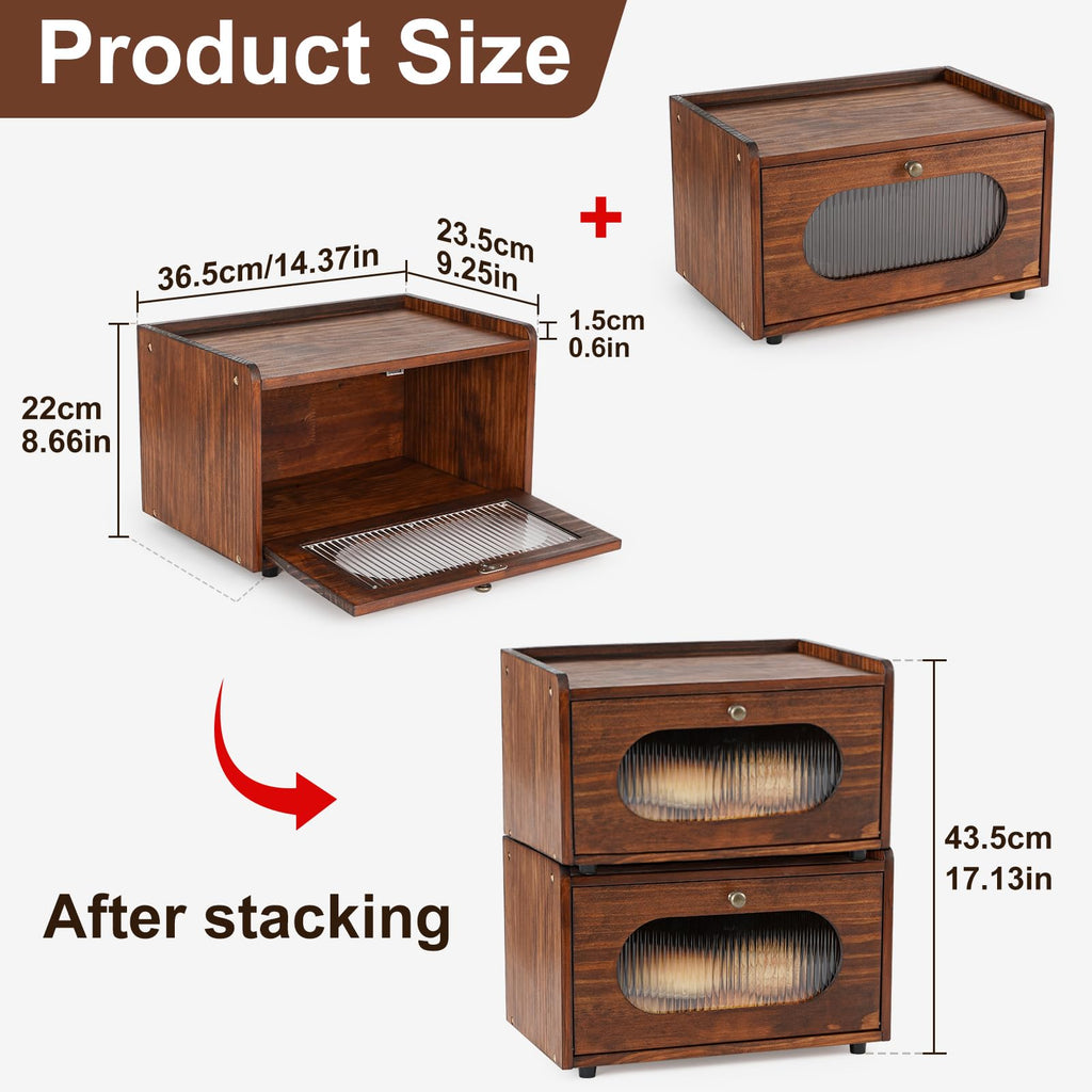 Wooden Bread Box with Acrylic Window N25286