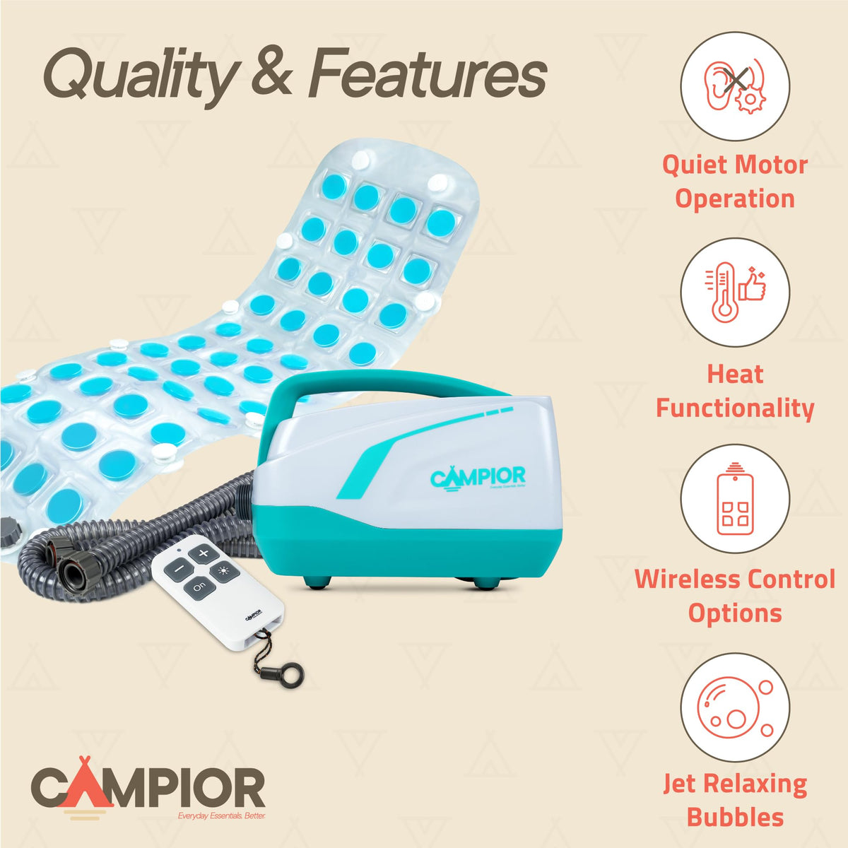 Bath Massager Mat with Adjustable Bubbles and Remote Control K634038