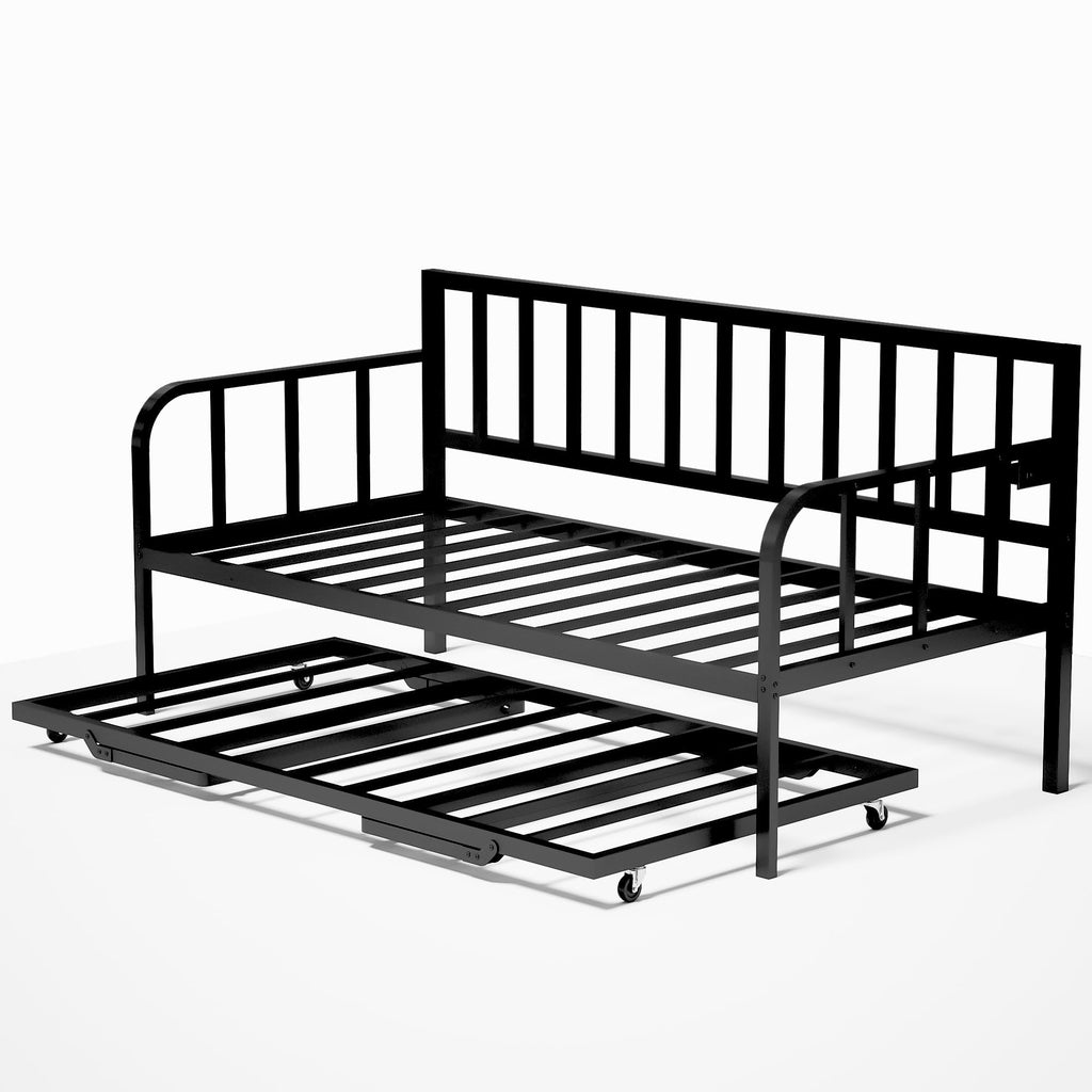 Black Twin to King Metal Daybed with Pop Up Trundle K88254