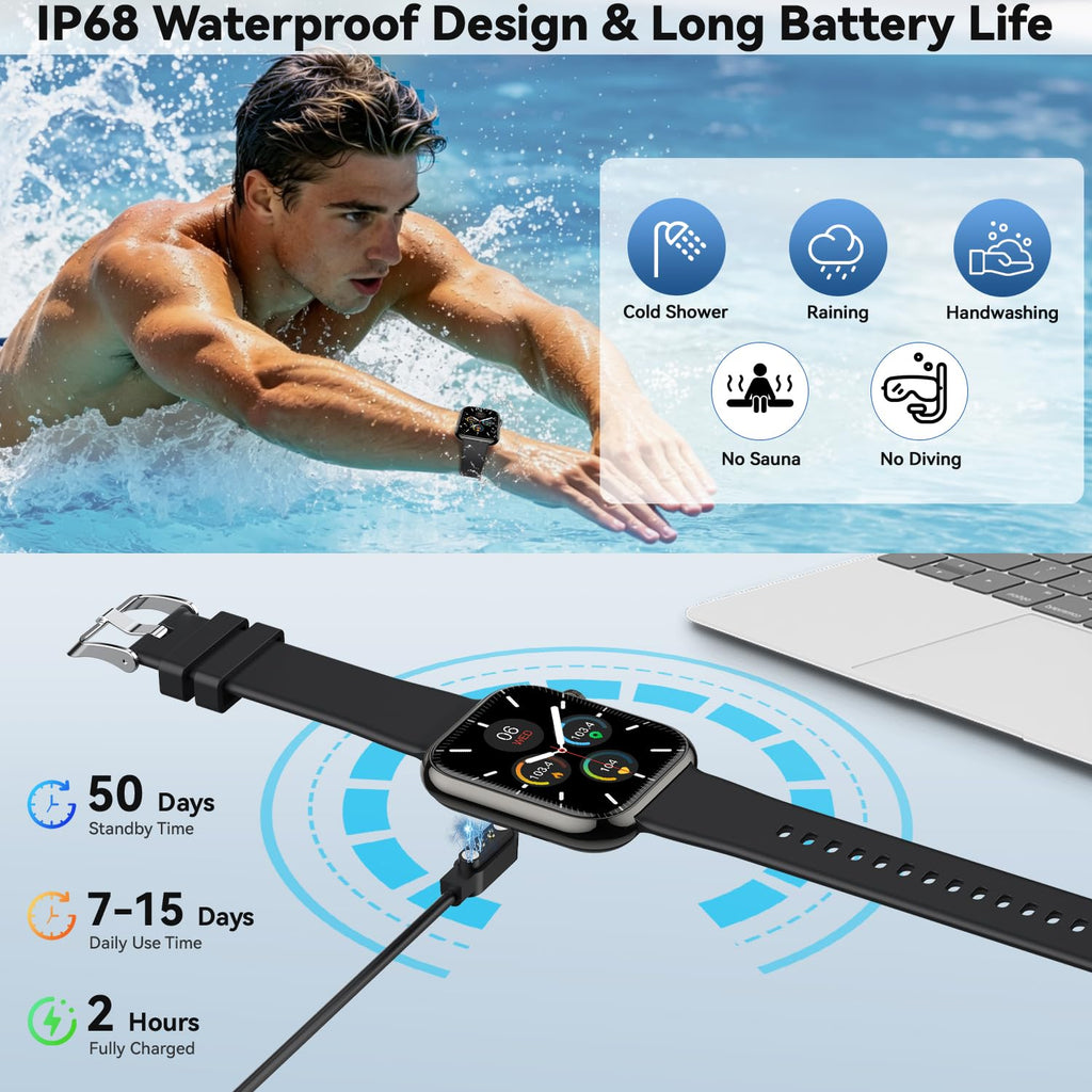 1.85" HD Touchscreen IP68 Waterproof Smart Watch Z4627