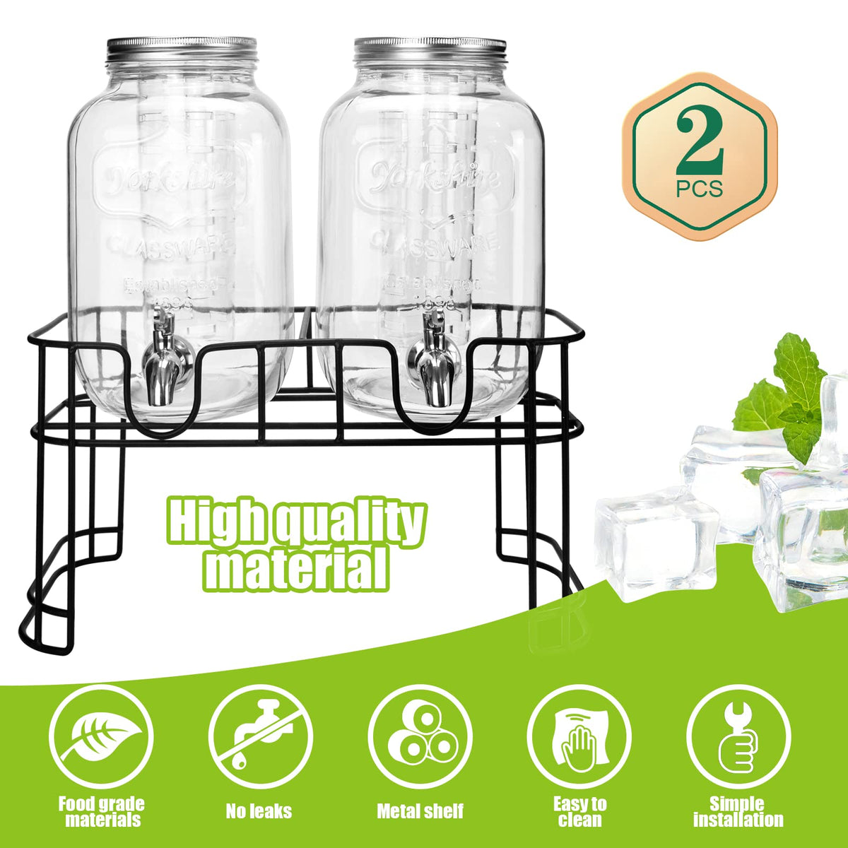 1 Gallon Glass Drink Dispenser with Stand and Spigot R962195