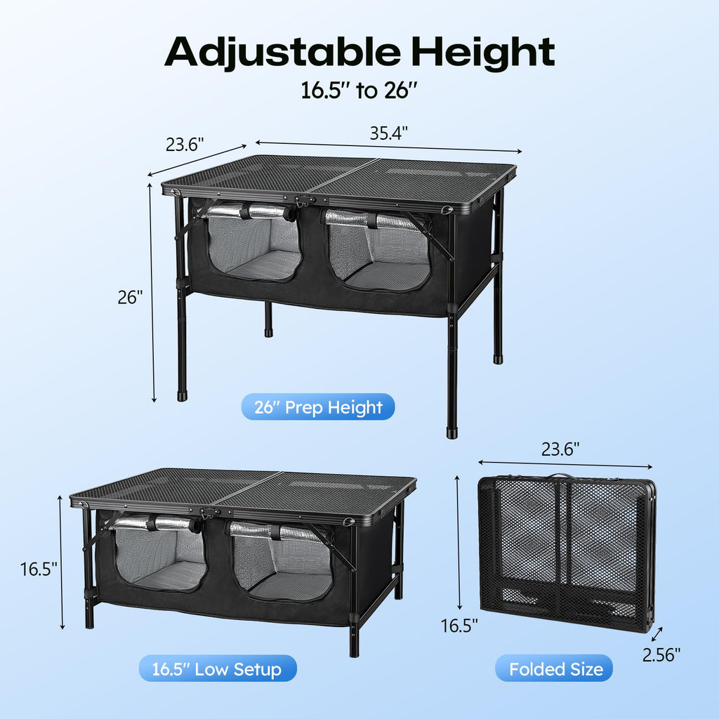 Folding Camping Table with Storage and Cooler Bag K6845