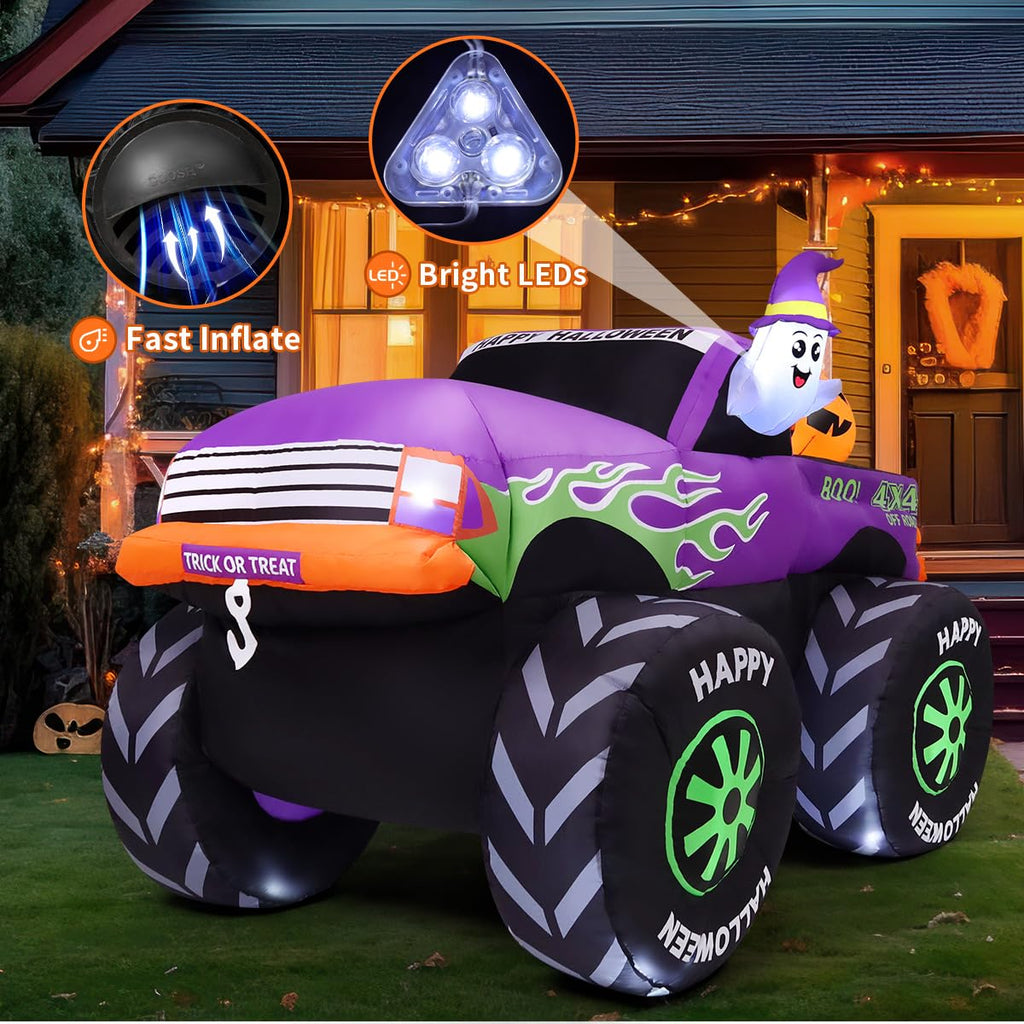 8 FT Halloween Inflatable Monster Truck with Built-in LEDs J882