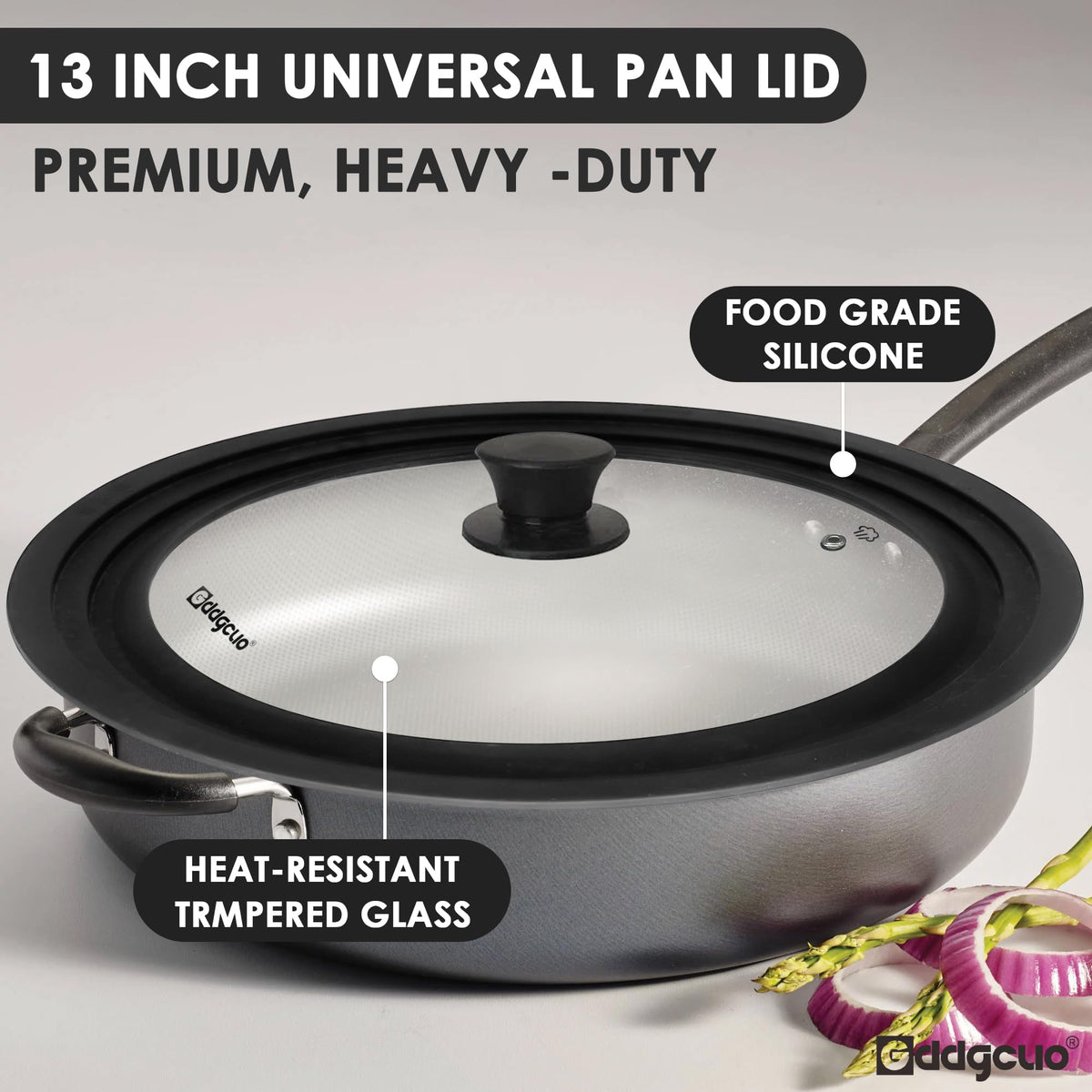 2 Pcs Universal Silicone Tempered Glass Pan Lids Dishwasher Safe F6890