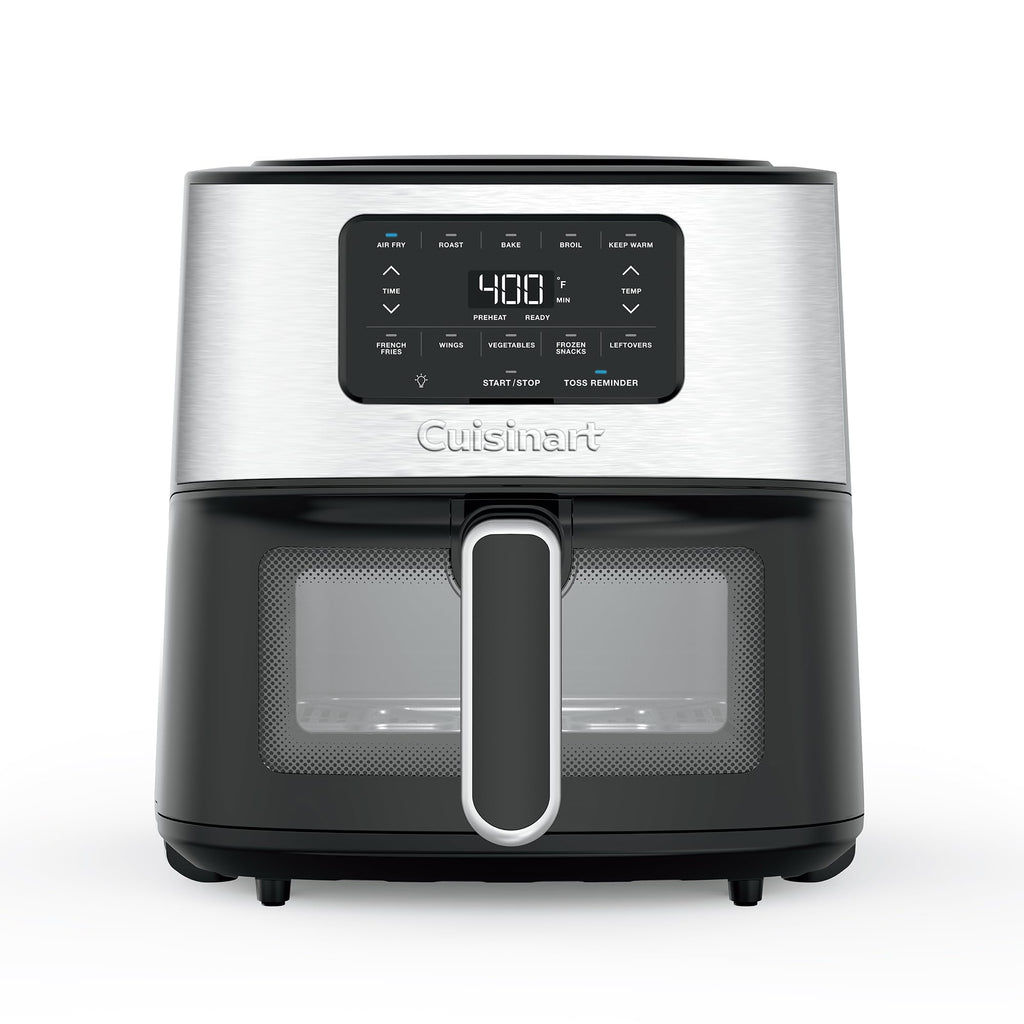 6-Quart Air Fryer with 5 Cooking Functions, Stainless Steel & Black T72029