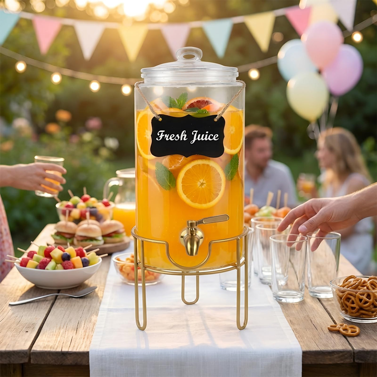 1 Gallon Glass Drink Dispenser with Stainless Steel Spigot H4502