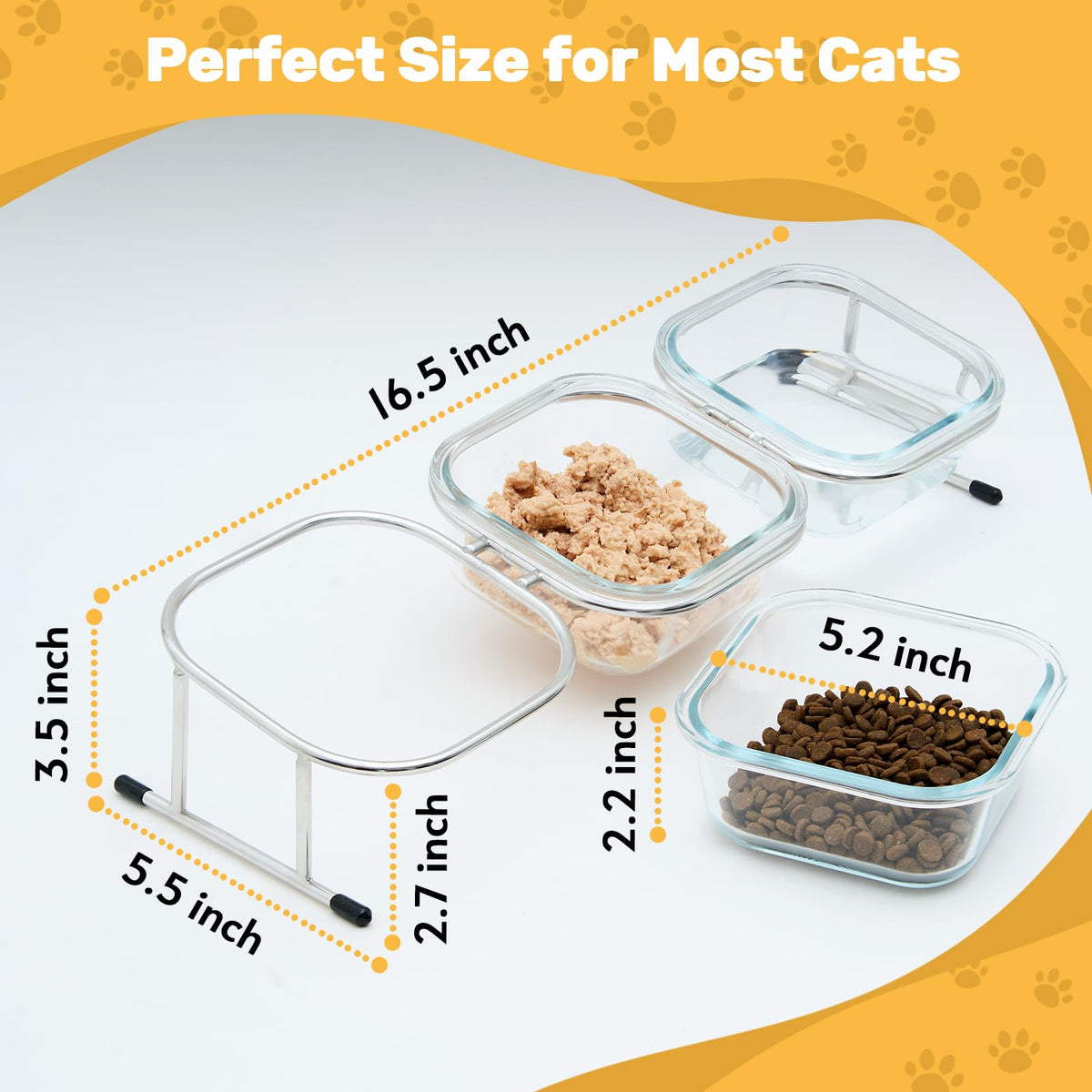 15° Tilted Glass Raised Cat Bowls V403374