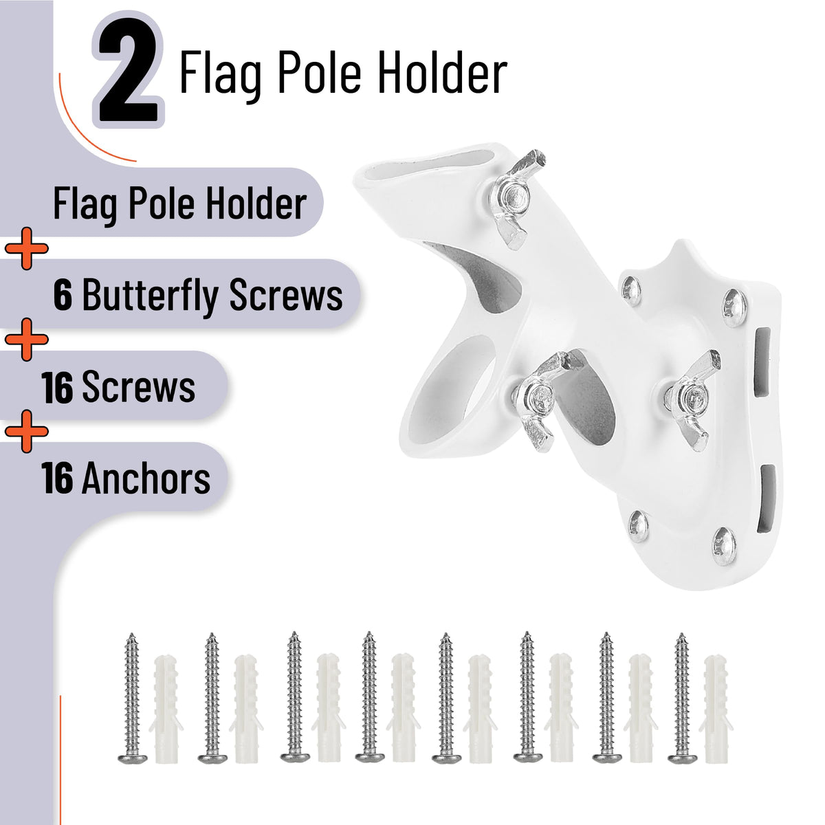 White Adjustable Flag Pole Holder 2 Pack D301