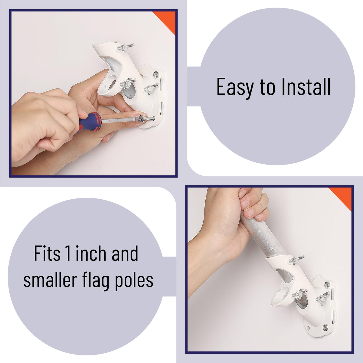 White Adjustable Flag Pole Holder 2 Pack D301