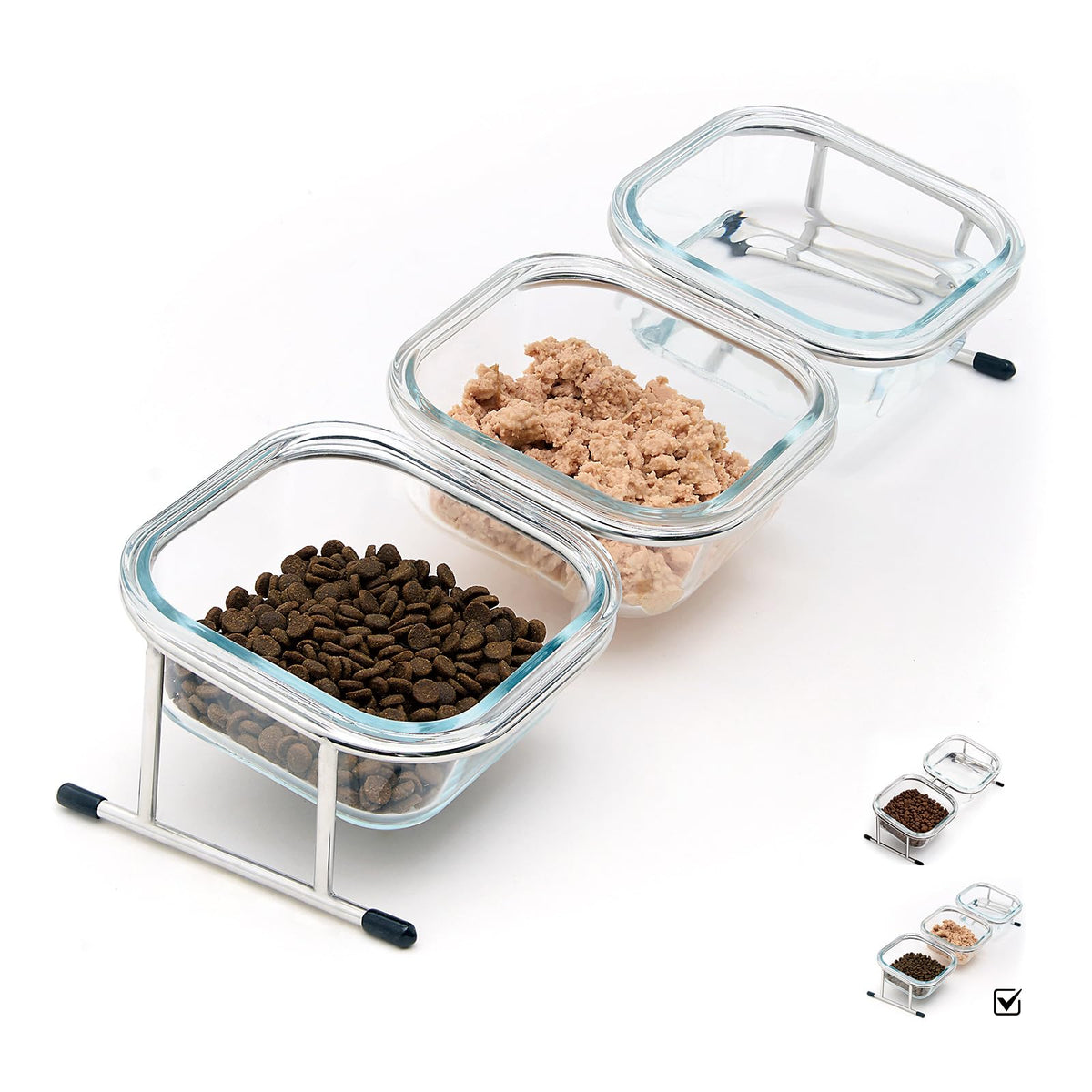 15° Tilted Glass Raised Cat Bowls V403374