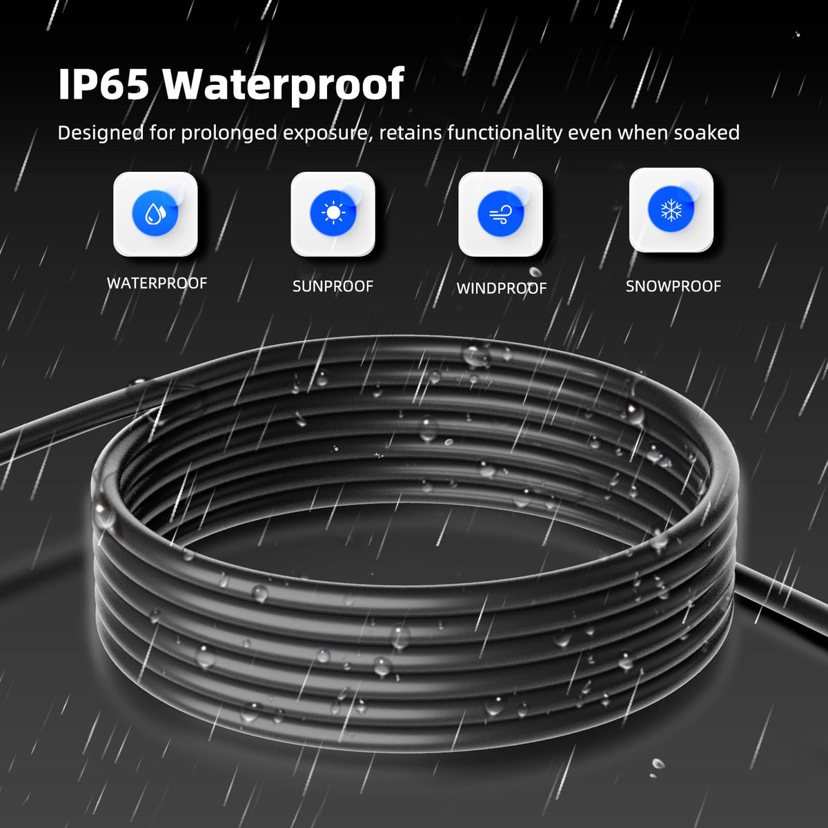 100 FT Waterproof Black 16 AWG Extension Cord Q3131