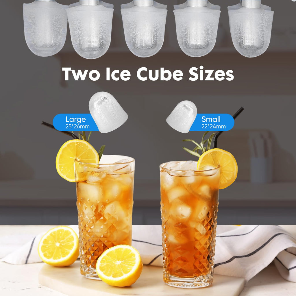 Countertop Ice Maker Machine with Handle, Self-Cleaning, 2 Sizes Bullet Ice, Black V41277