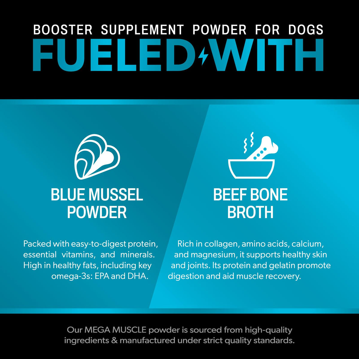 Dog Muscle Support Powder Blue Mussel Bone Broth Food Topper 3.2 oz B245