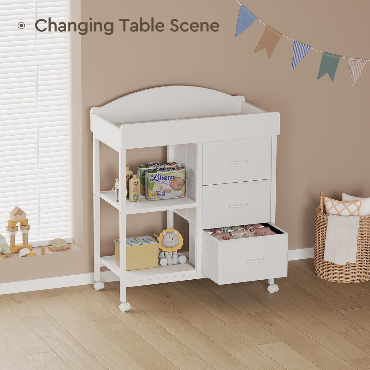 White 3 Drawer 2 Shelf Changing Table E41872