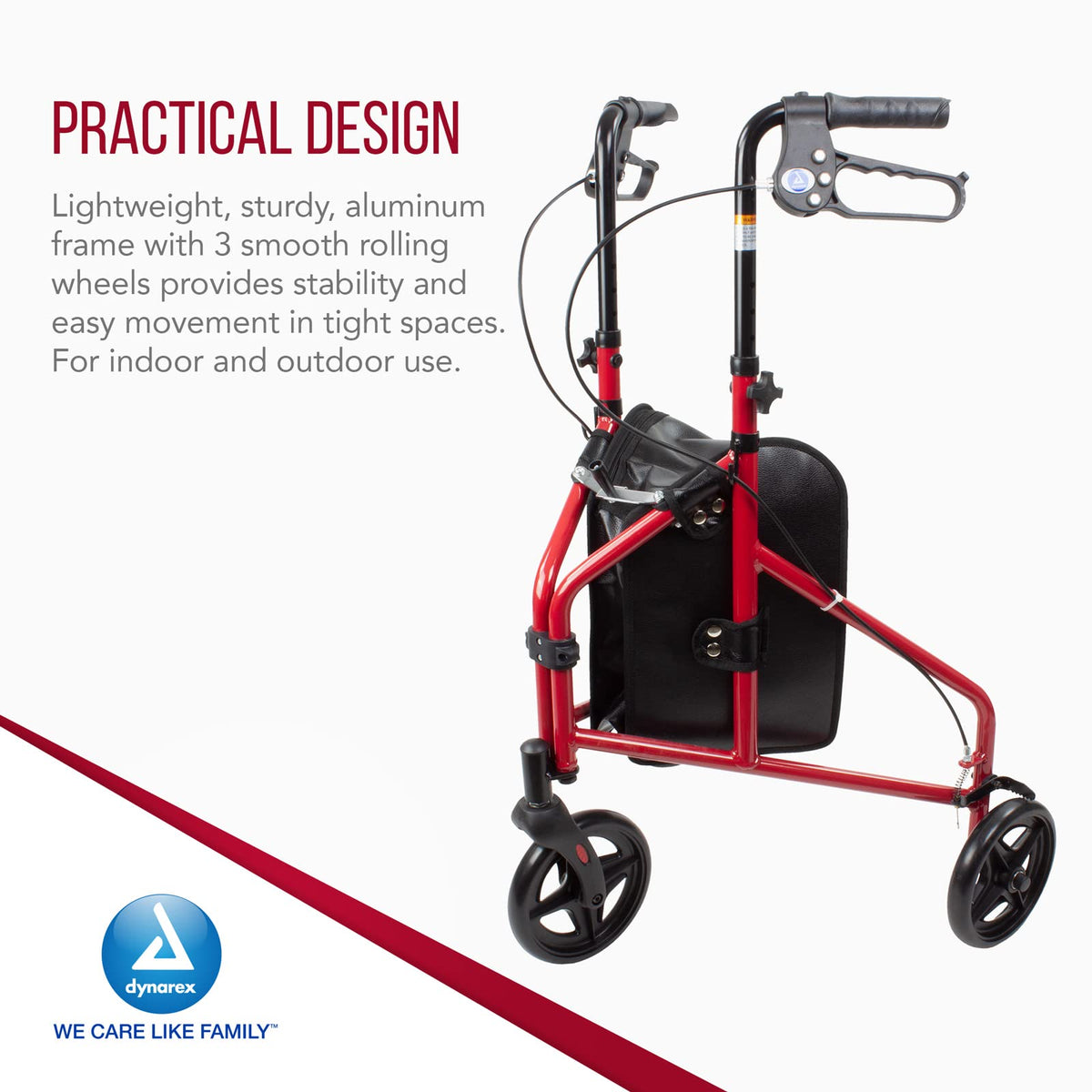 Foldable Lightweight 3-Wheel Rollator with Storage Pouch Z58249