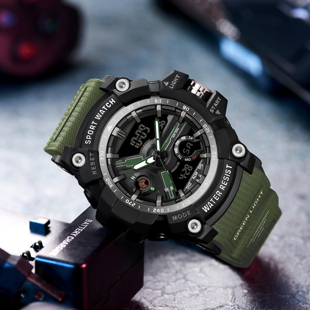 Waterproof Fluorescent Green Digital Watches D89365