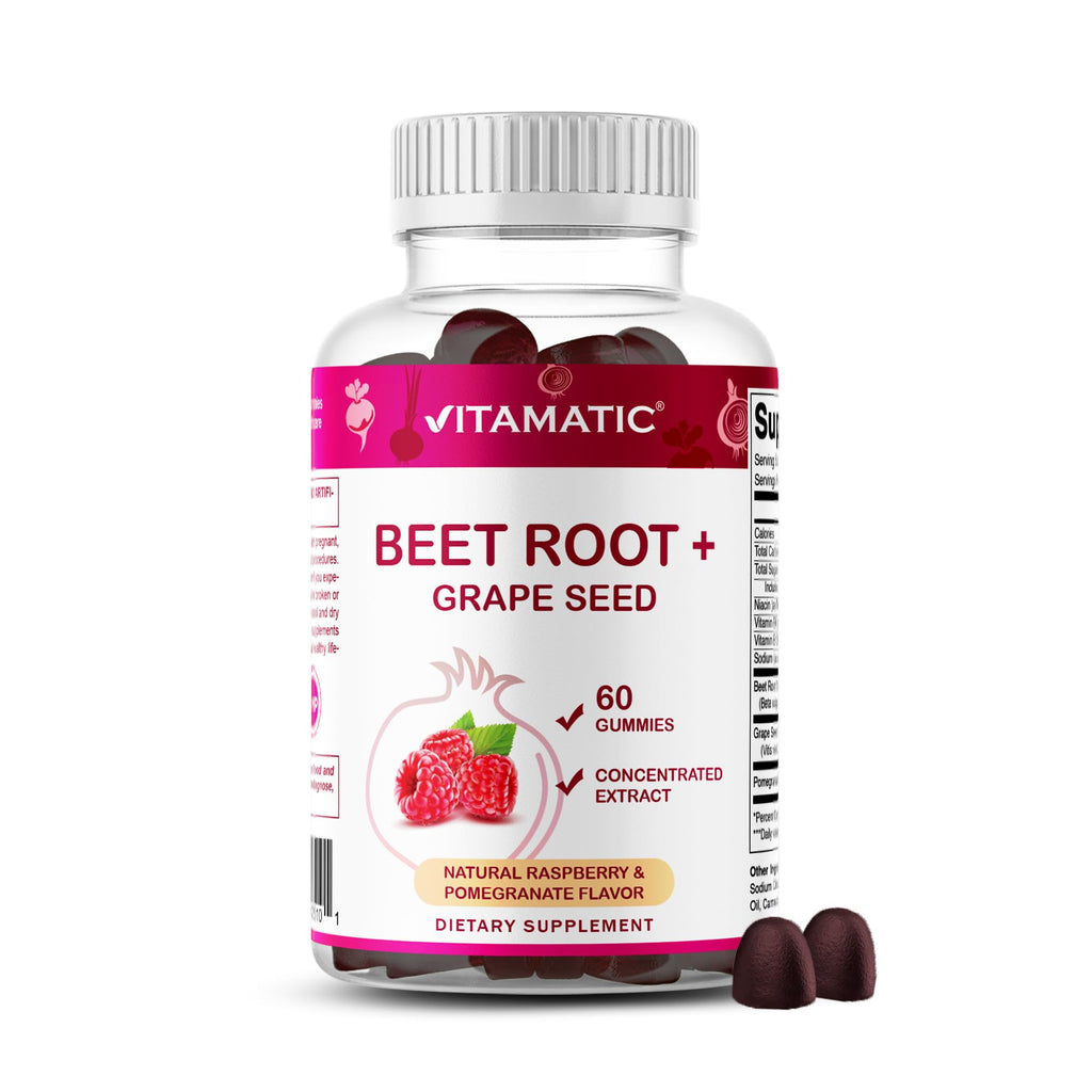 Beet Root Gummies with B6, B12, Grape Seed, Pomegranate & Nicotinamide 60 Count L590888