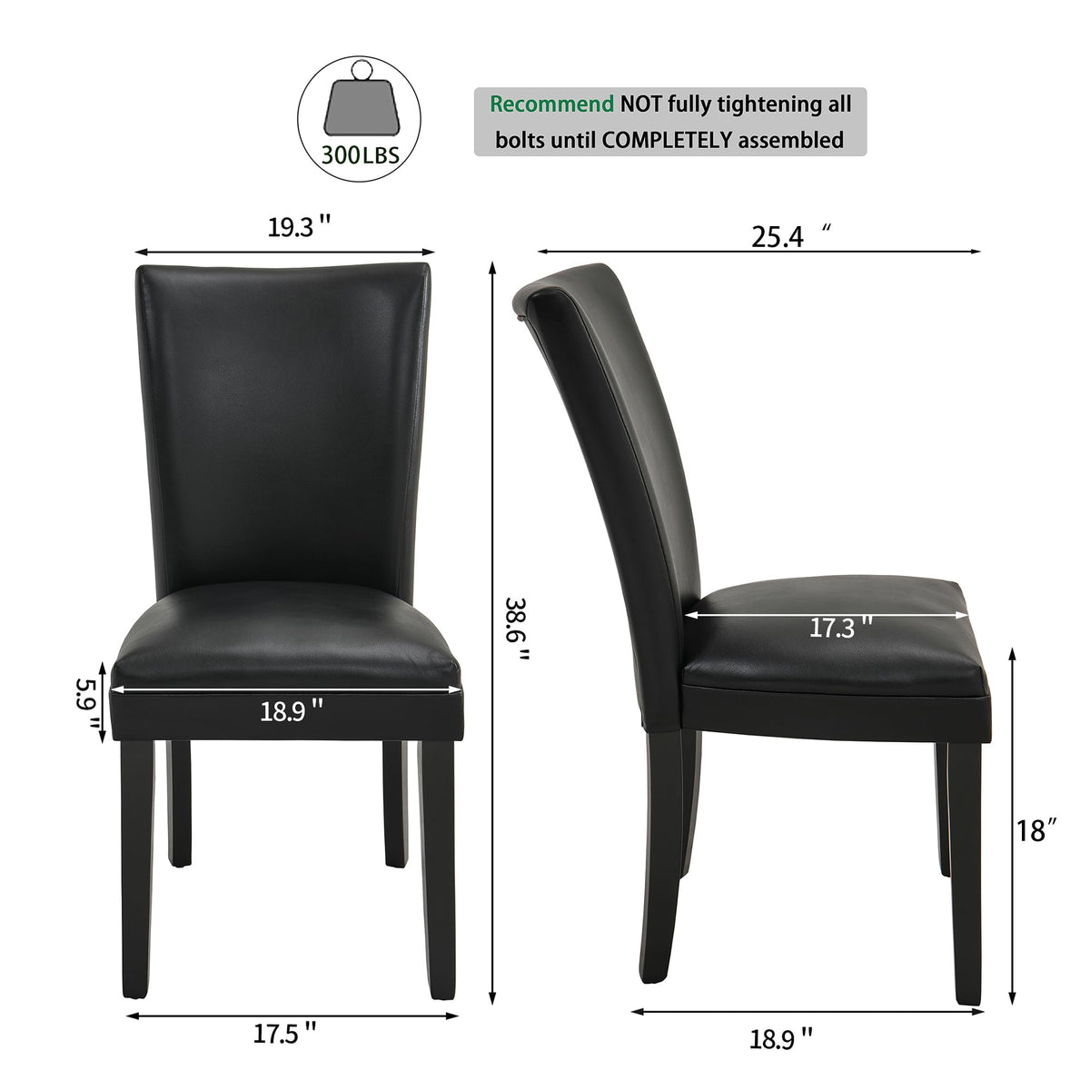 Set of 6 Black Faux Leather Upholstered Dining Chairs with Wood Legs Y805351