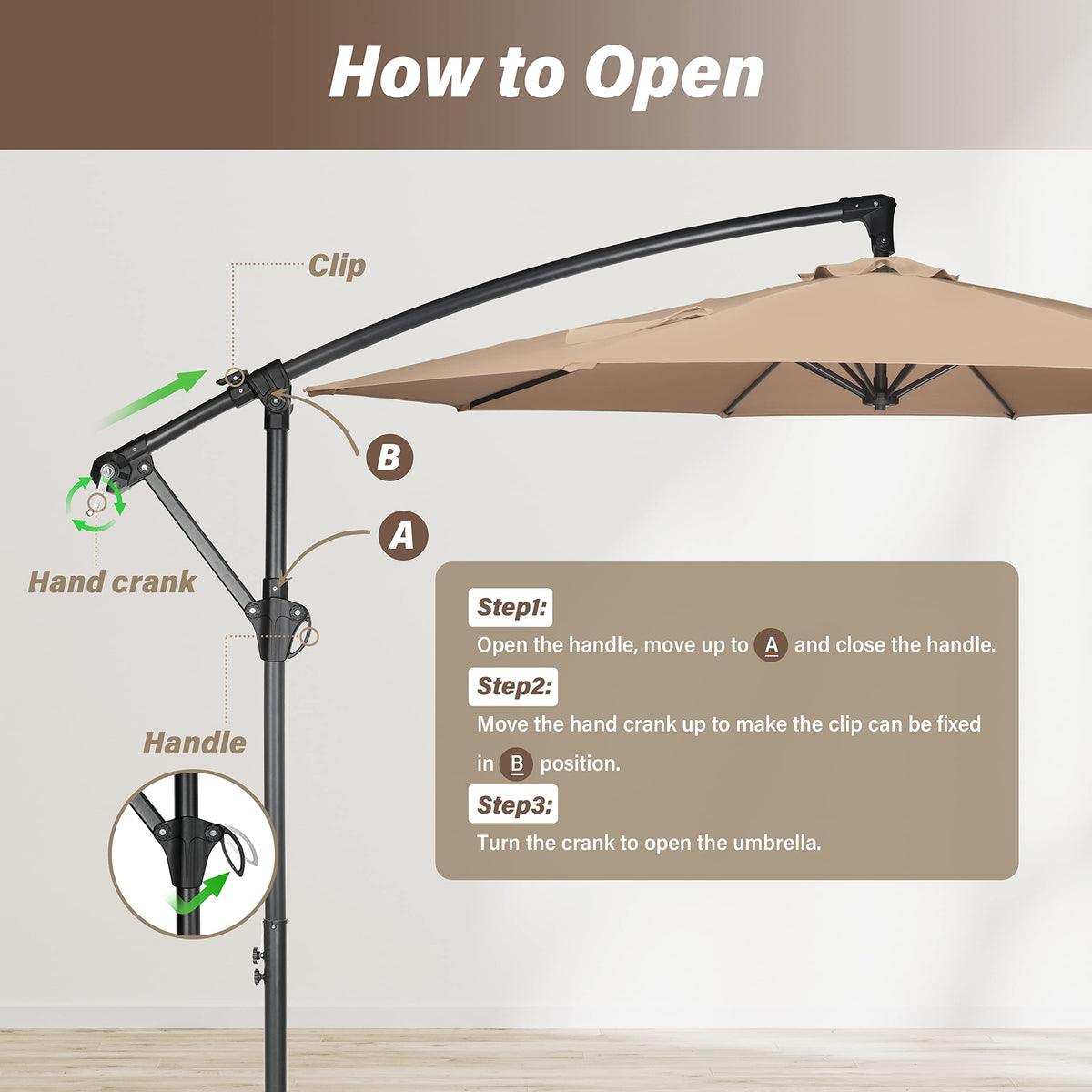 9.8ft Blue Offset Cantilever Patio Umbrella with Crank & Cross Base X38997