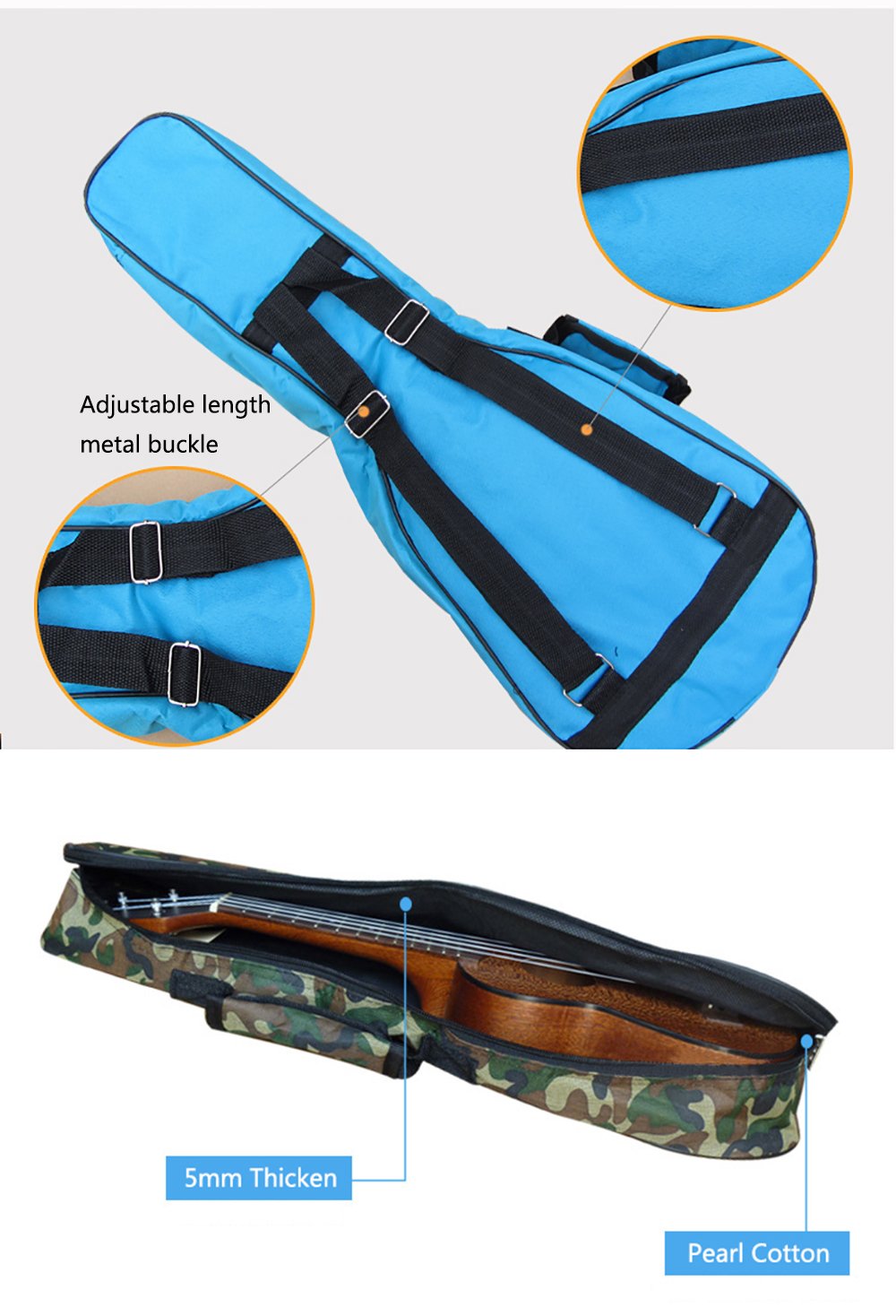 Waterproof Colorful Ukulele Case Bag with Storage 21in H713994