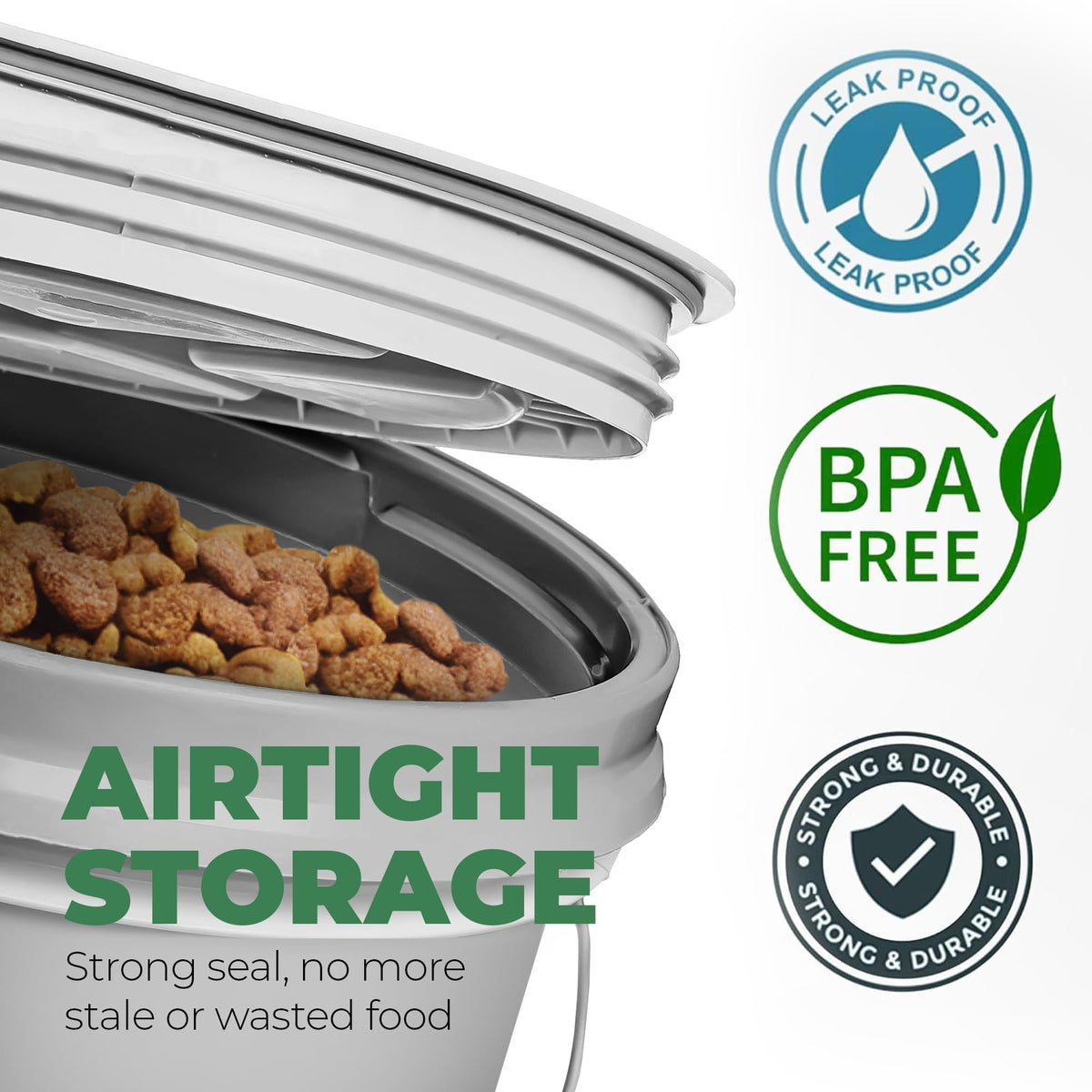 Airtight Pet Food Storage Container 25 lbs Grey F30902