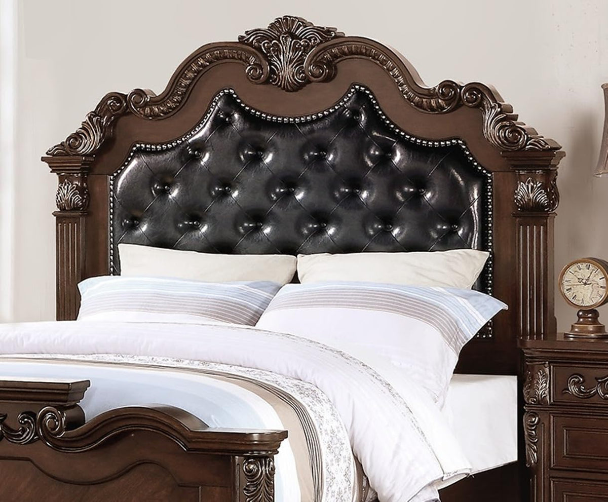 King Size Faux Leather Tufted Headboard Bed C866