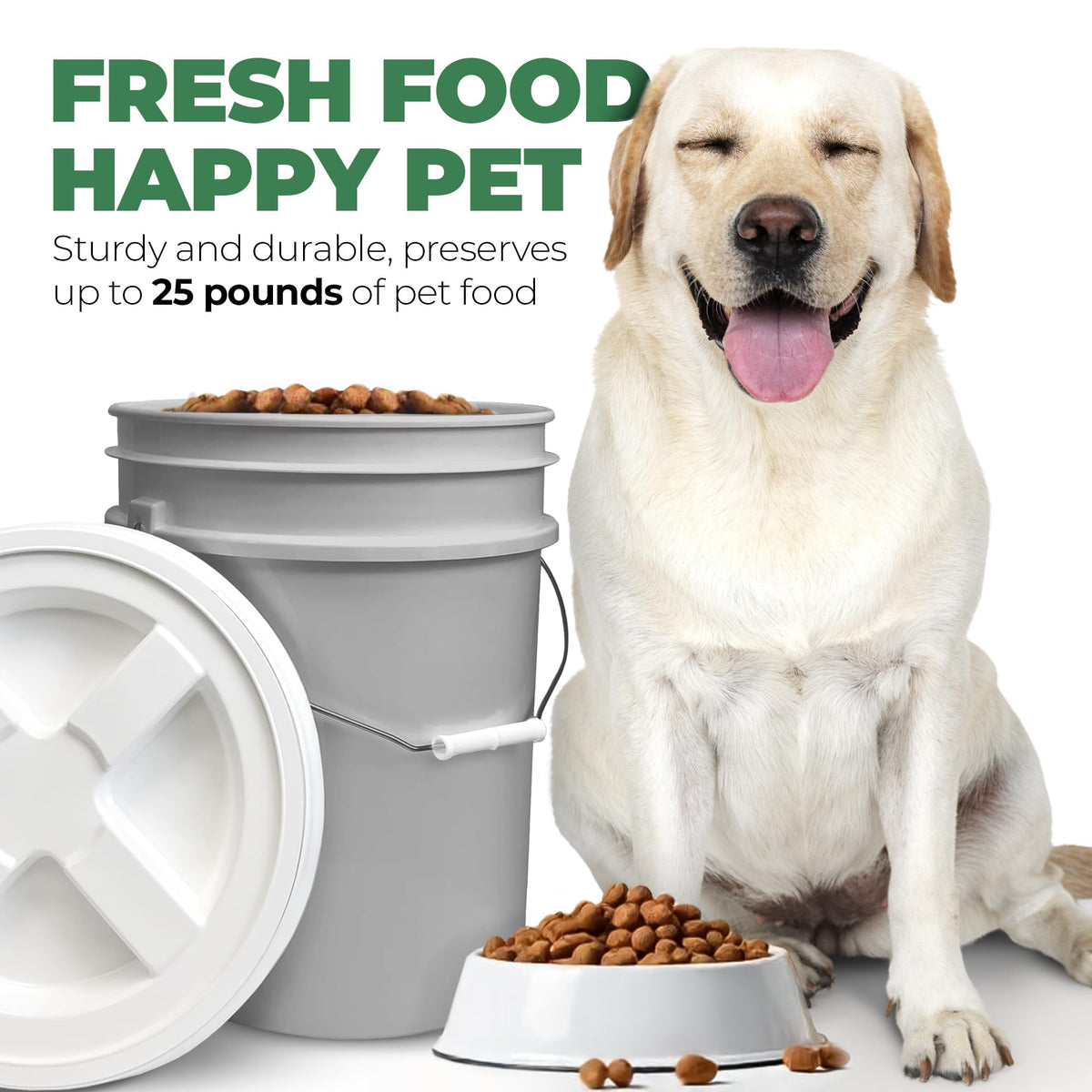 Airtight Pet Food Storage Container 25 lbs Grey F30902