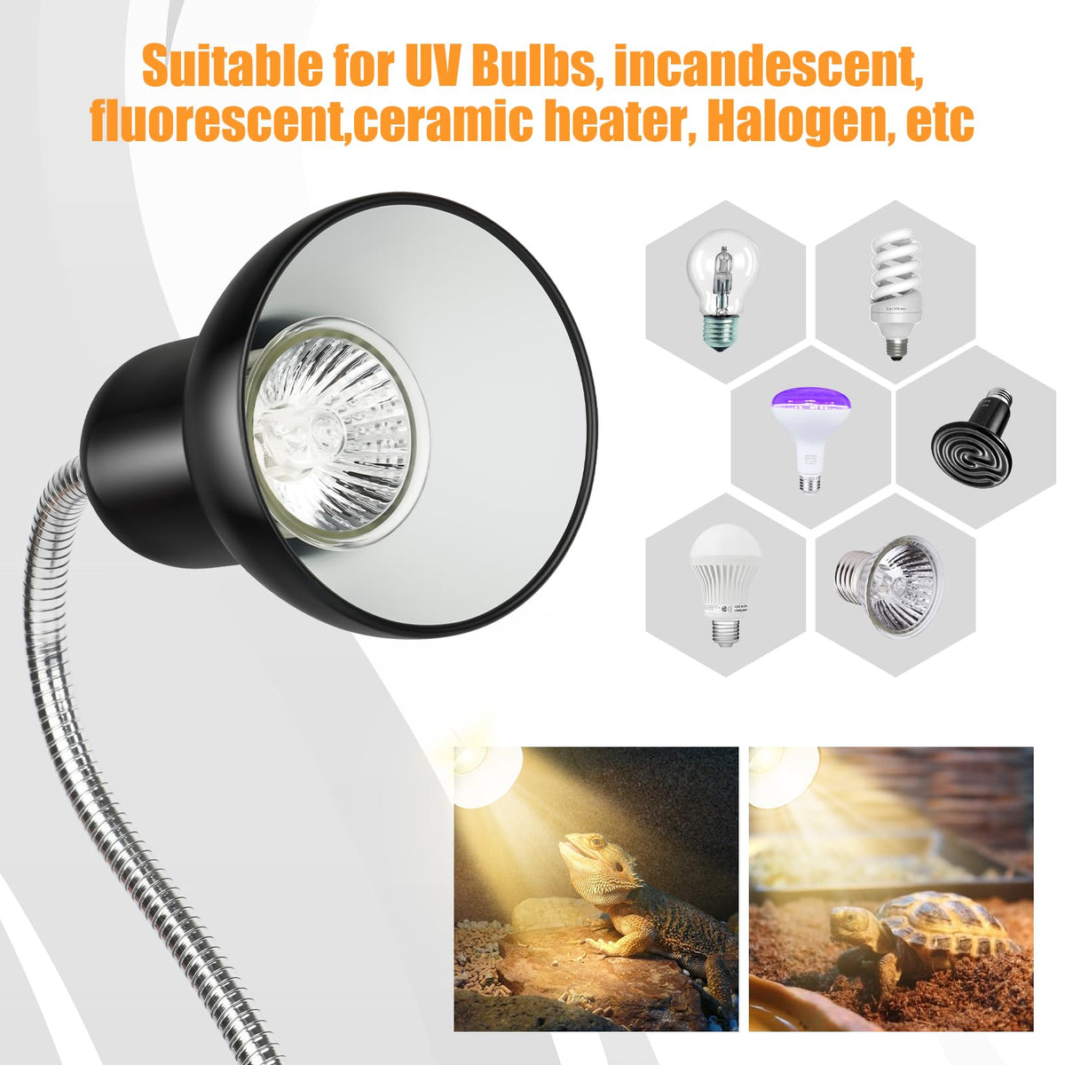 Reptile Heat Lamp UVA/UVB Light with 25W and 50W Bulbs N393