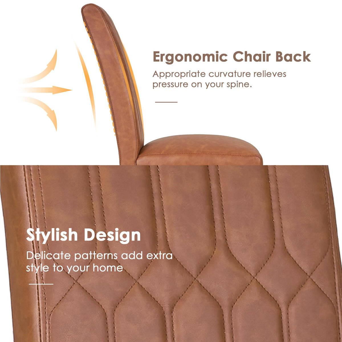 Upholstered Dining Chairs Set of 2 PU Leather Brown V6890
