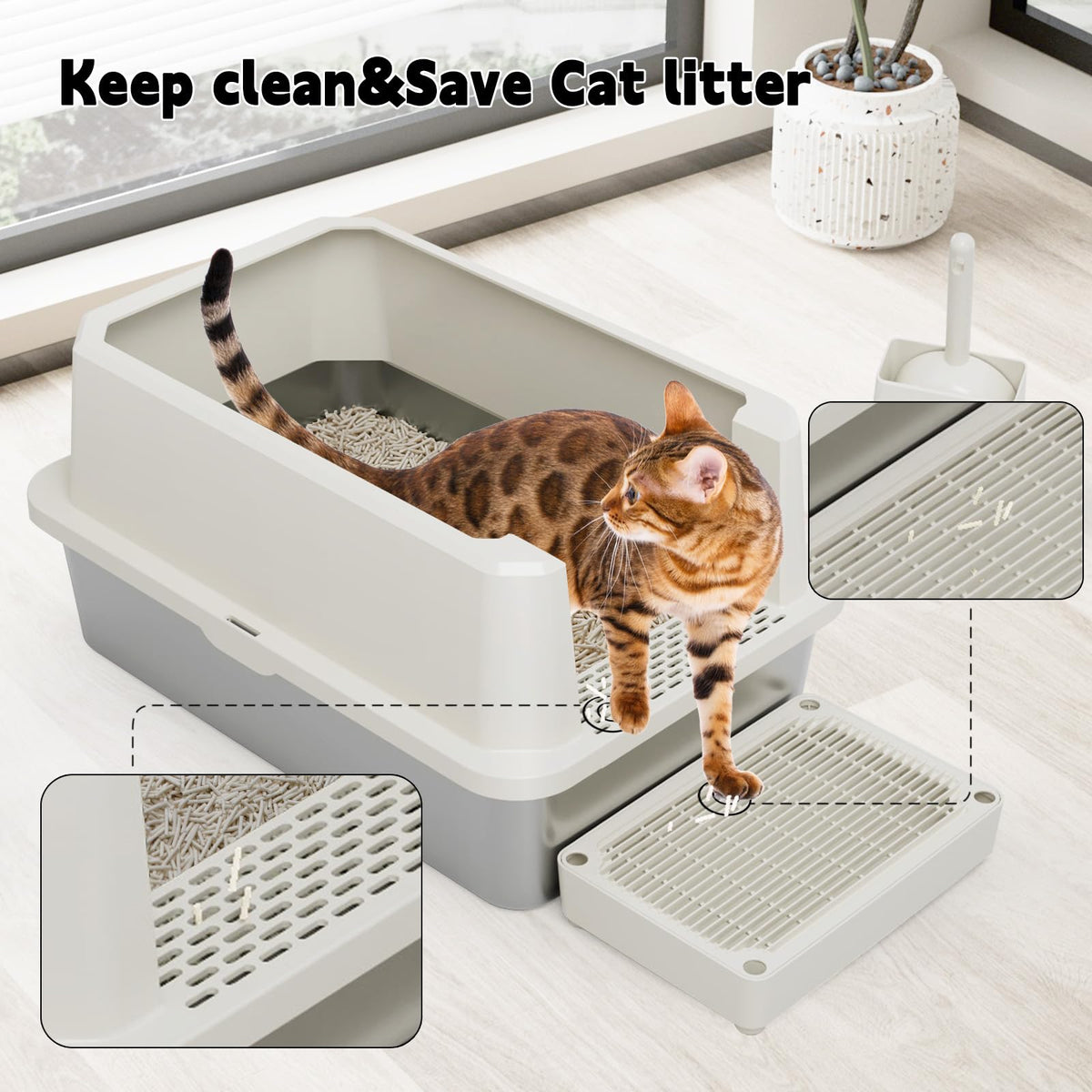 Stainless Semi-Closed Litter Box A129