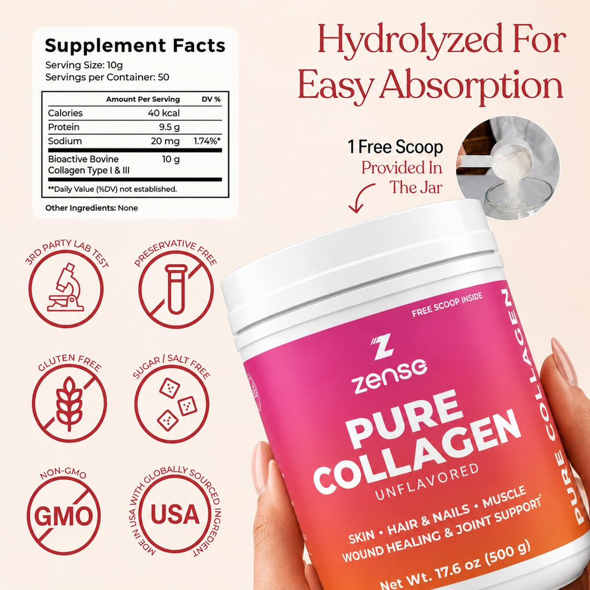 Hydrolyzed Collagen Powder 500 g C848