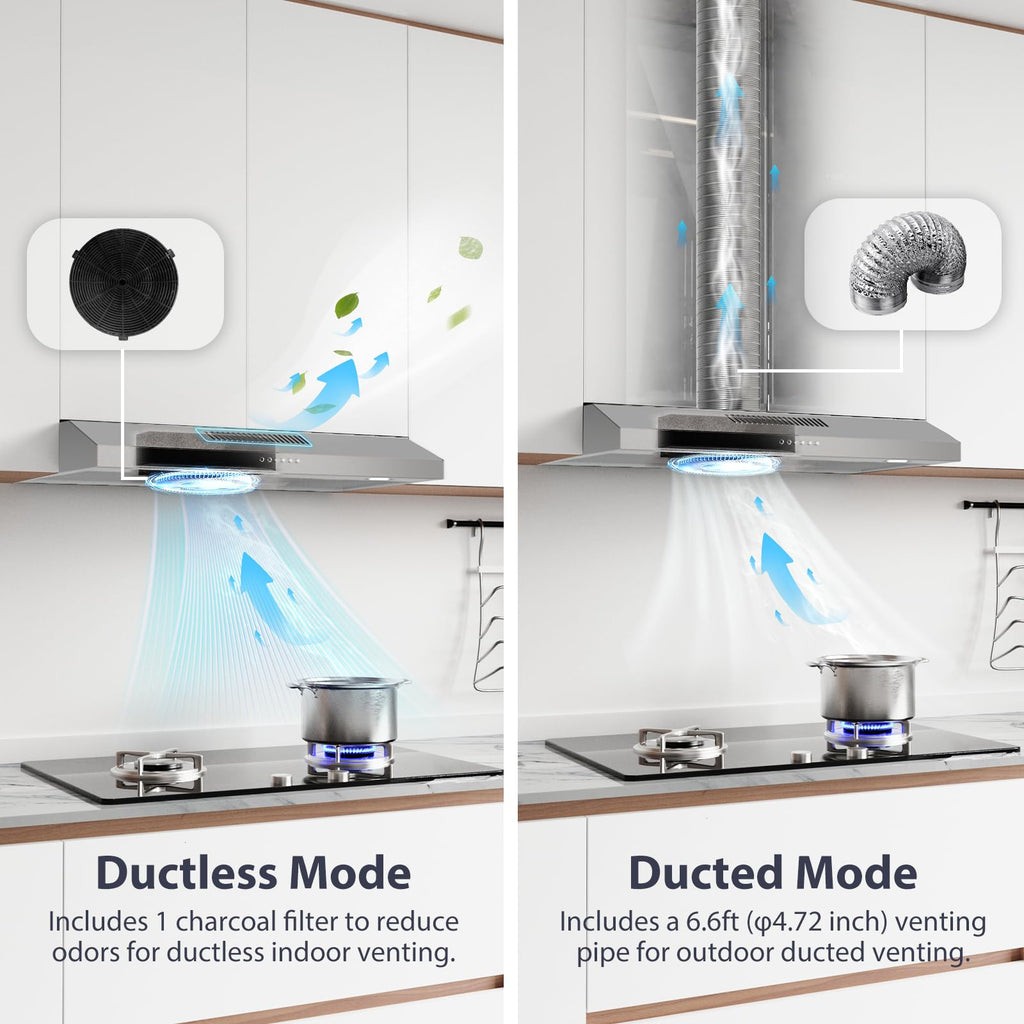 30 Inch Ducted/Ductless Convertible Stainless Steel Range Hood U36985