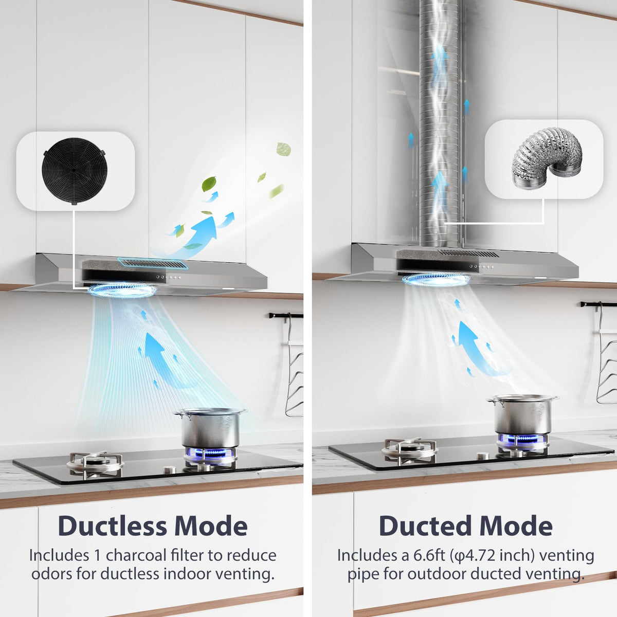 30 Inch Ducted/Ductless Convertible Stainless Steel Range Hood U36985