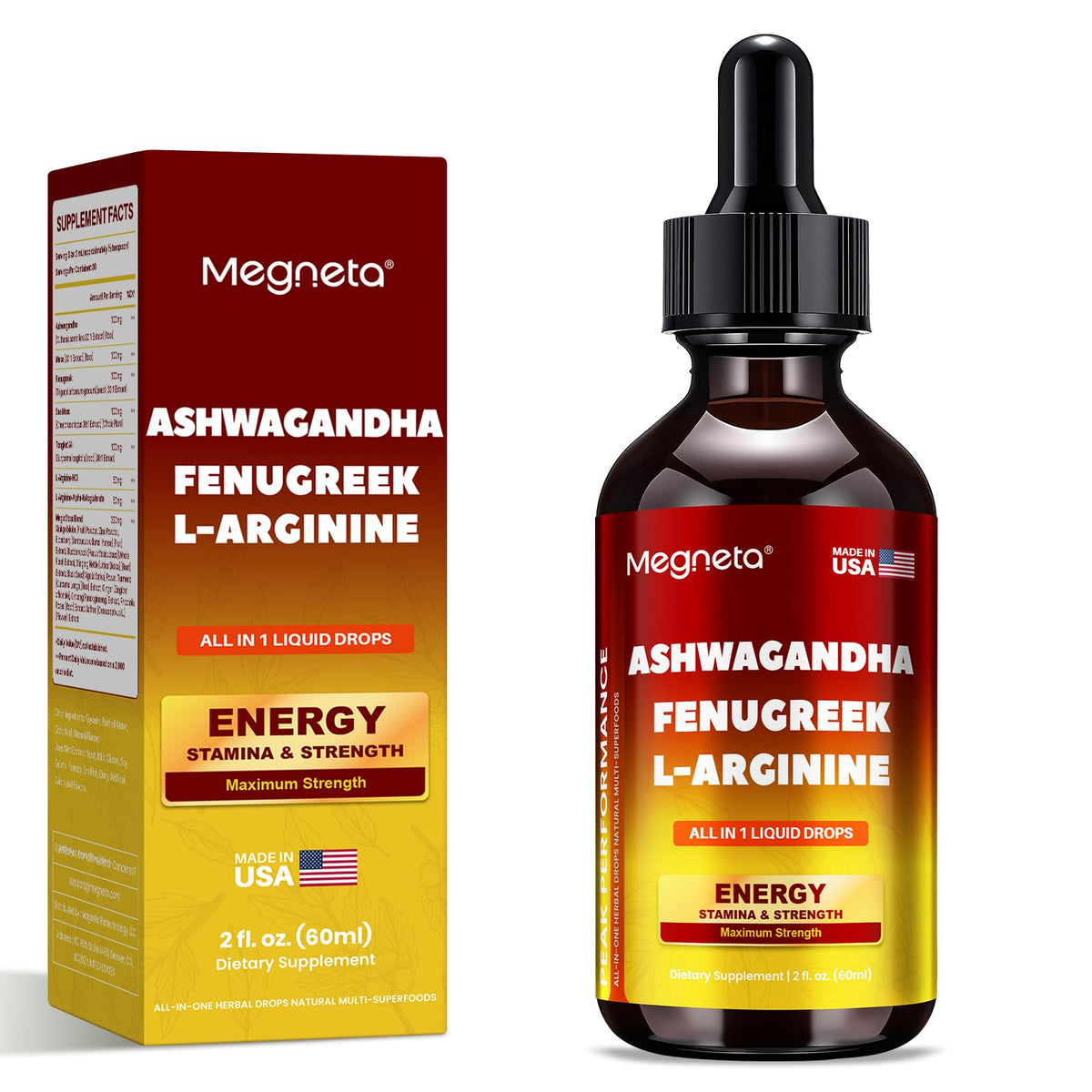 Ashwagandha Fenugreek L-Arginine Liquid Drops 2 fl oz A581670