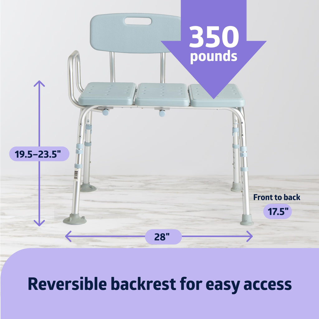 Light Blue Adjustable Tub Transfer Bench and Shower Chair 350 lb. Weight Capacity Z4467